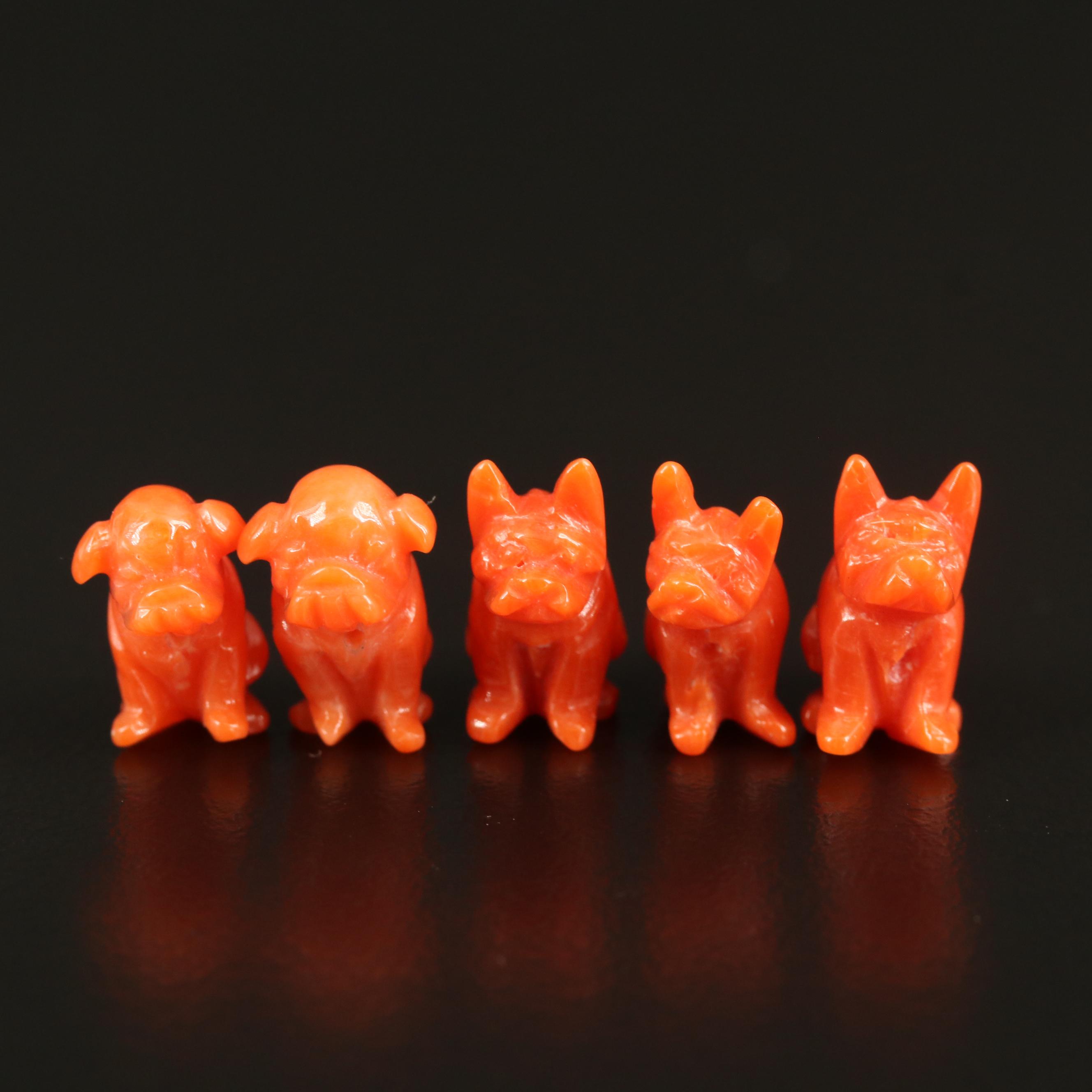 Loose Carved Coral Dogs