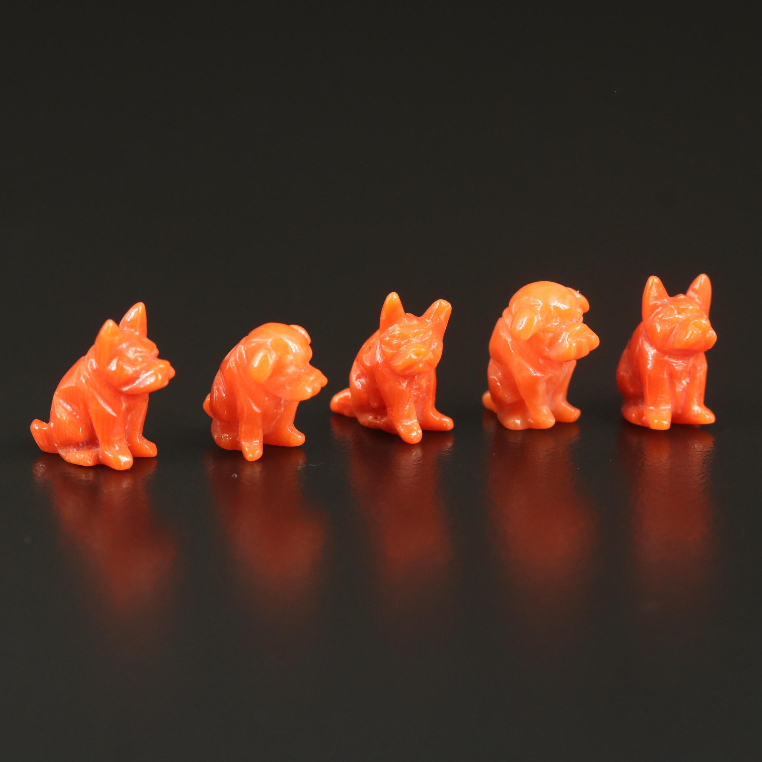 Loose Carved Coral Dogs