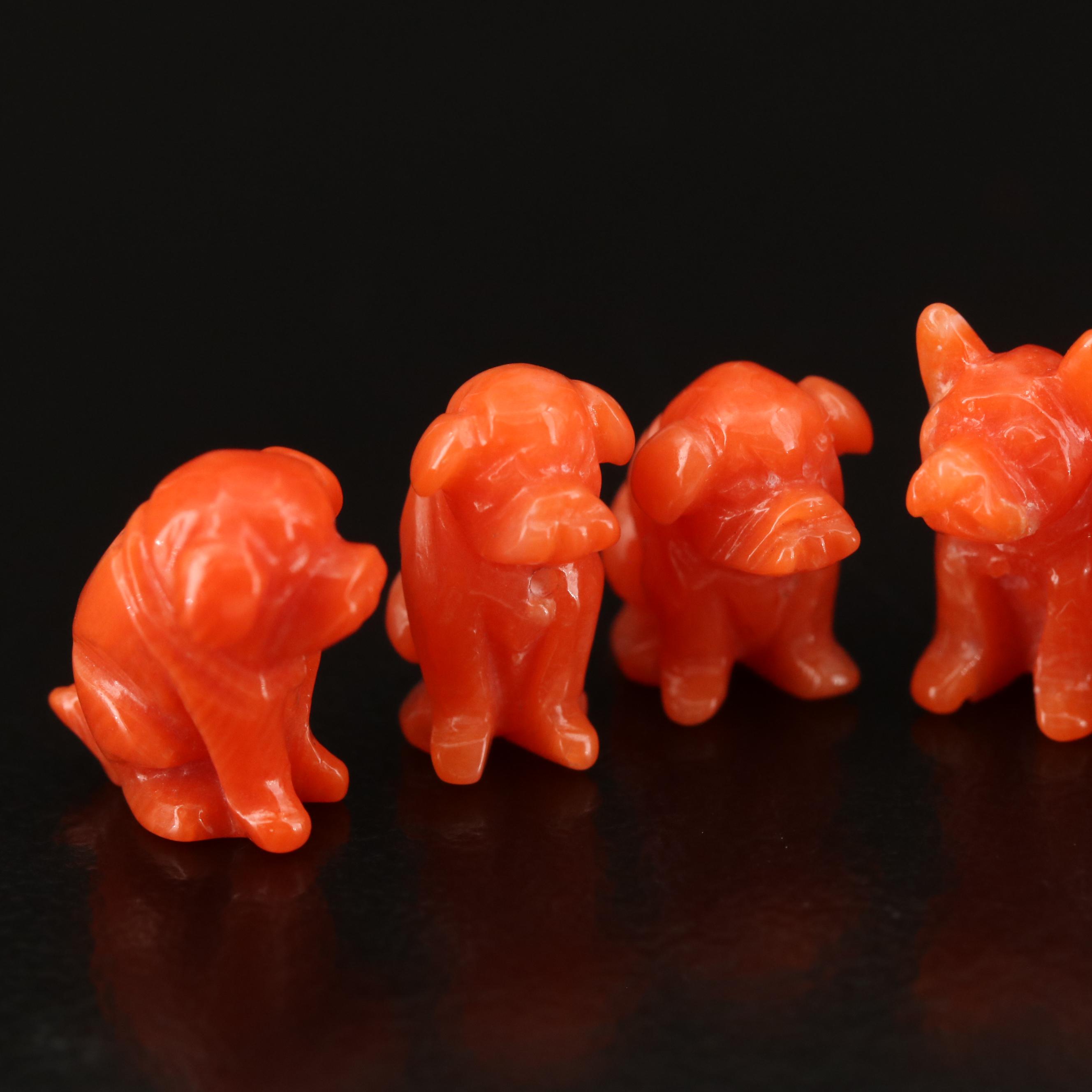 Loose Carved Coral Dog Beads