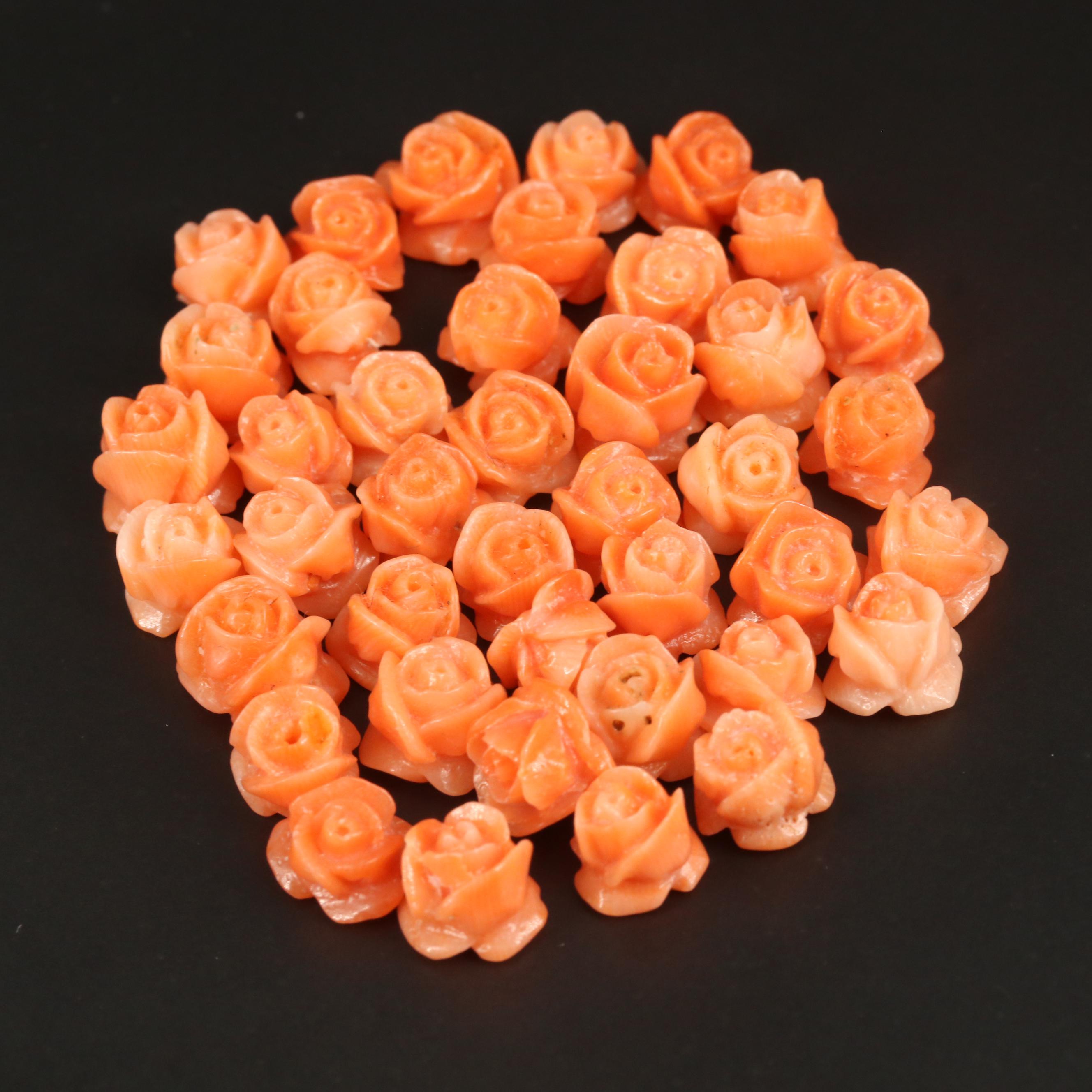 Loose Carved Coral Blossom Beads
