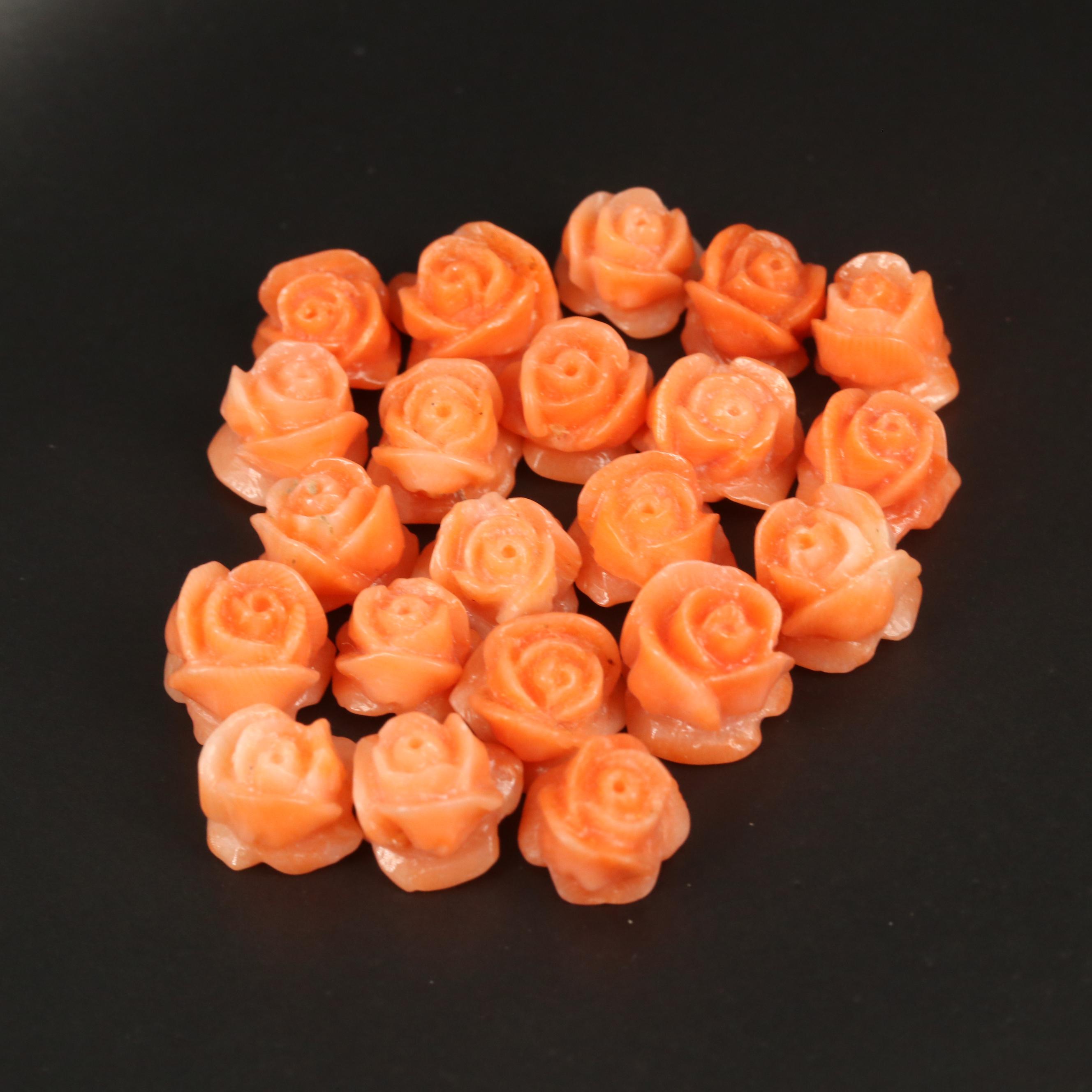 Loose Carved Coral Blossom Beads