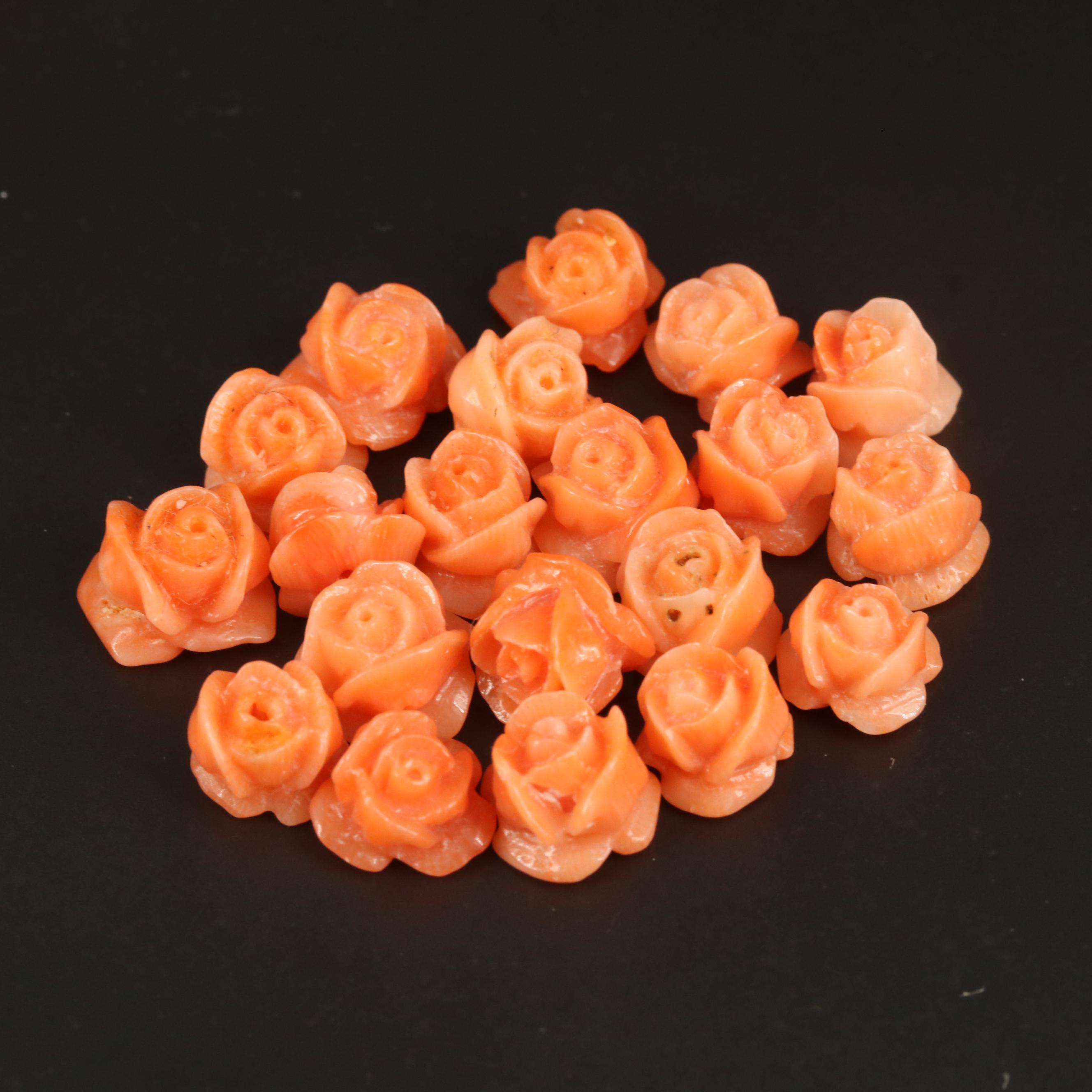 Loose Carved Coral Blossom Beads