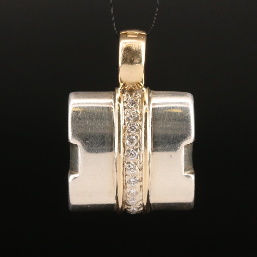 Michael Dawkins Sterling and 14K Diamond Enhancer Pendant