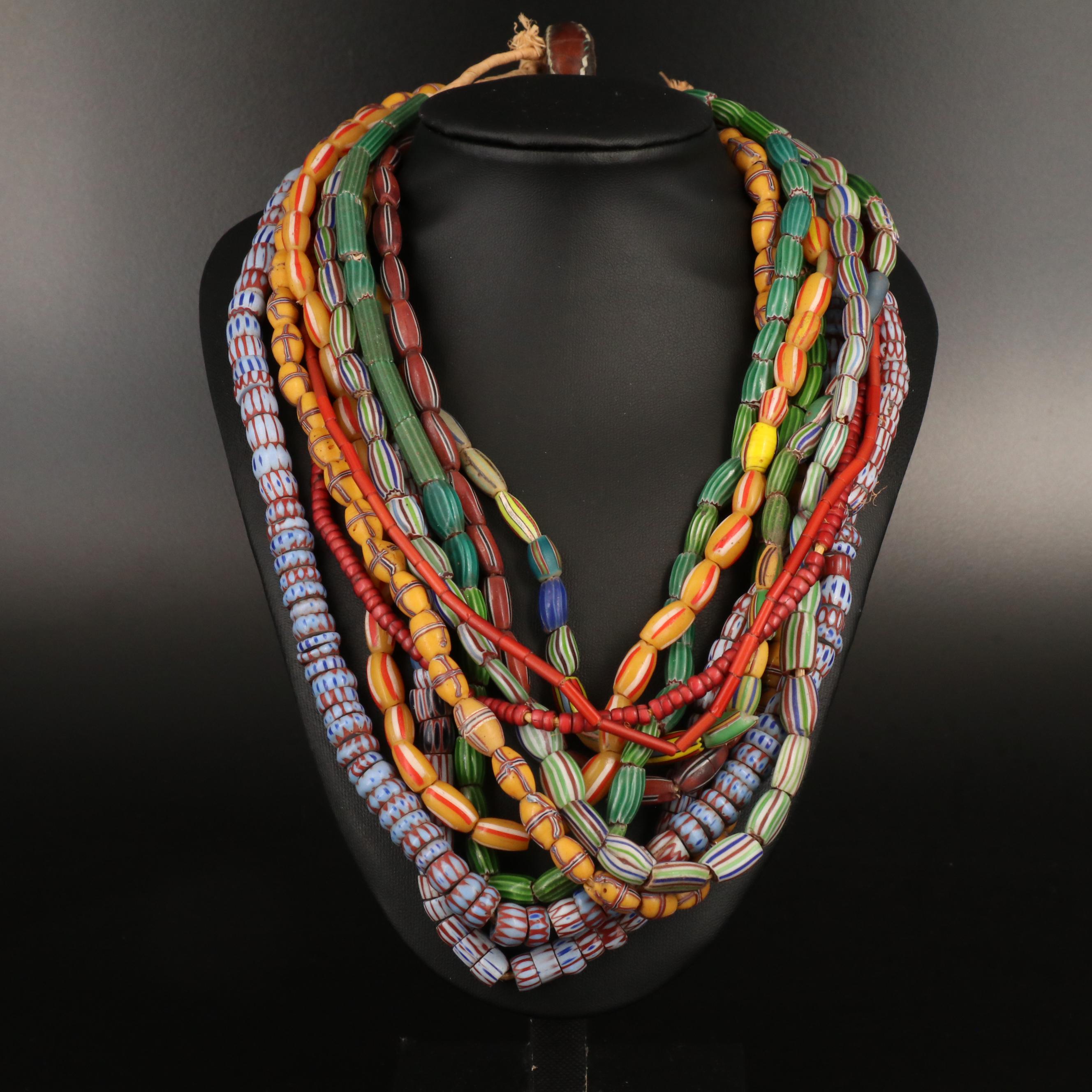 Antique and Vintage Trade Bead Including Chevron, French Cross and Melon