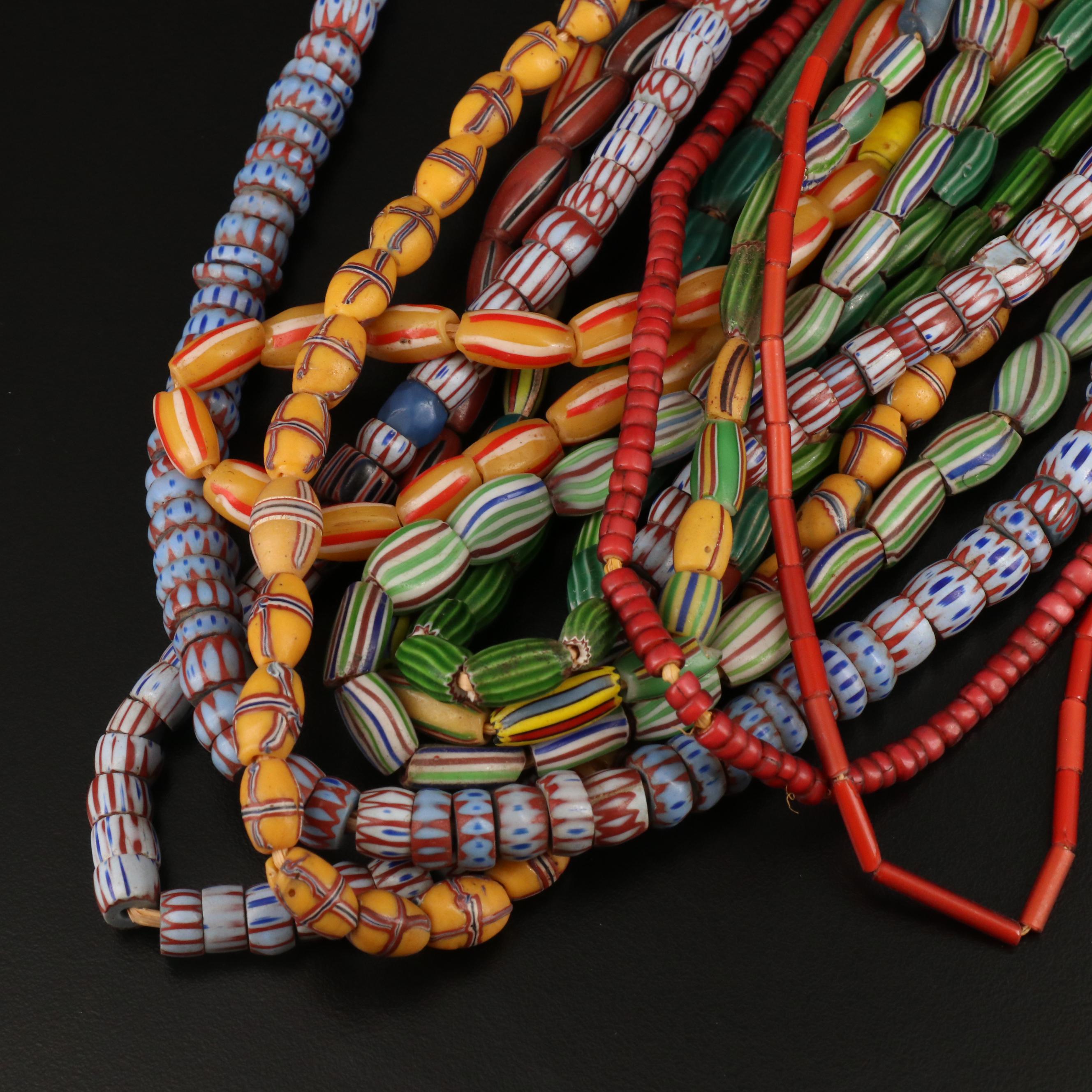 Antique and Vintage Trade Bead Including Chevron, French Cross and Melon