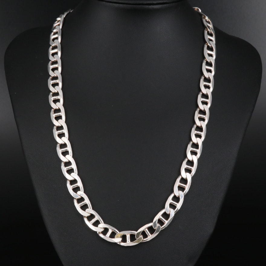 Sterling Mariner Curb Chain Necklace