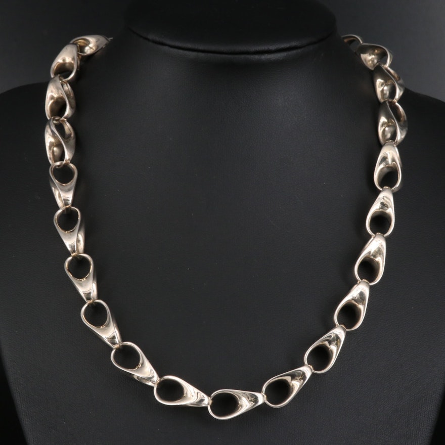 Robert Lee Morris Sterling Silver Fancy Link Necklace