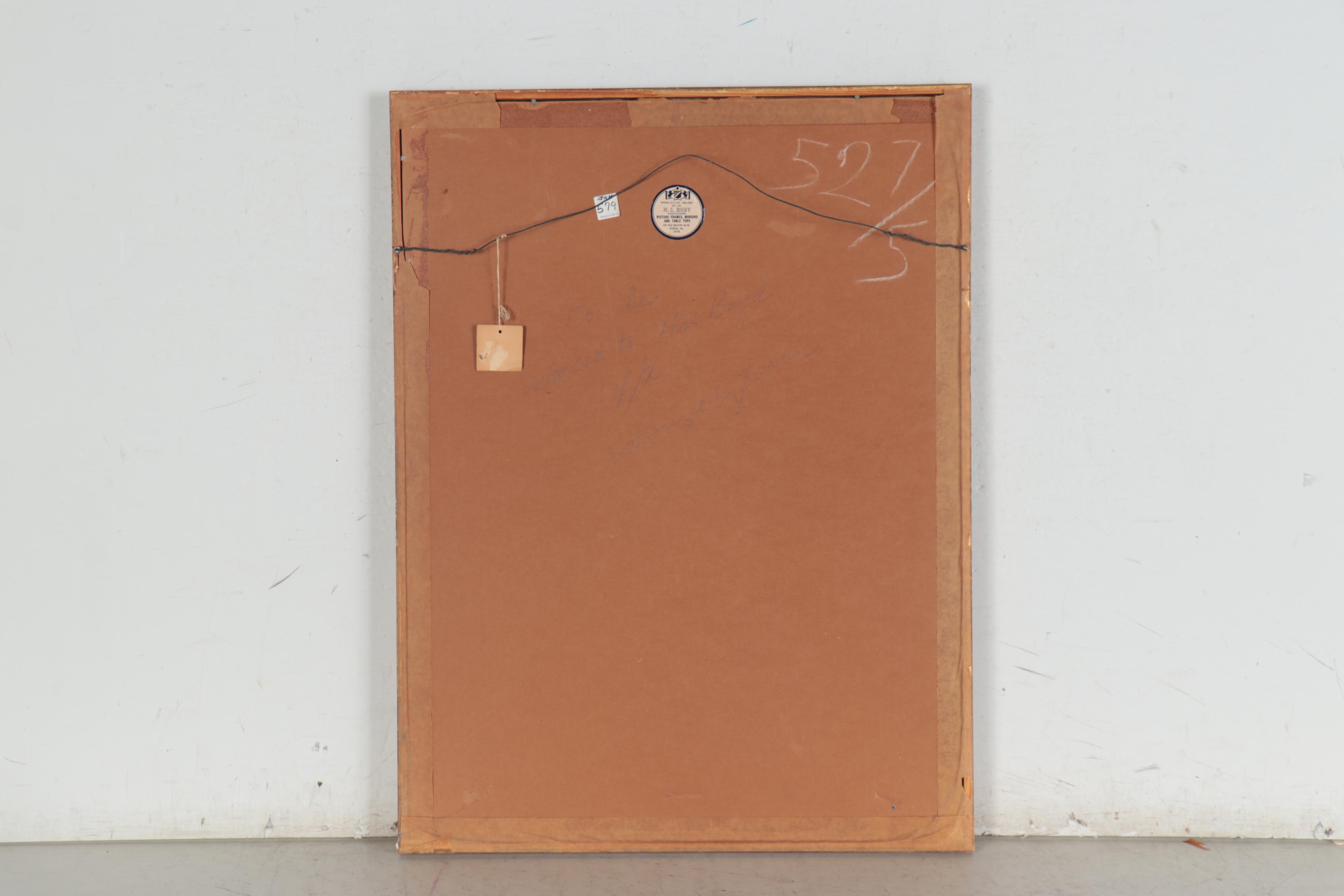 Nicholas Petkovich Surreal Pointillism Style Oil Painting, Mid-20th Century