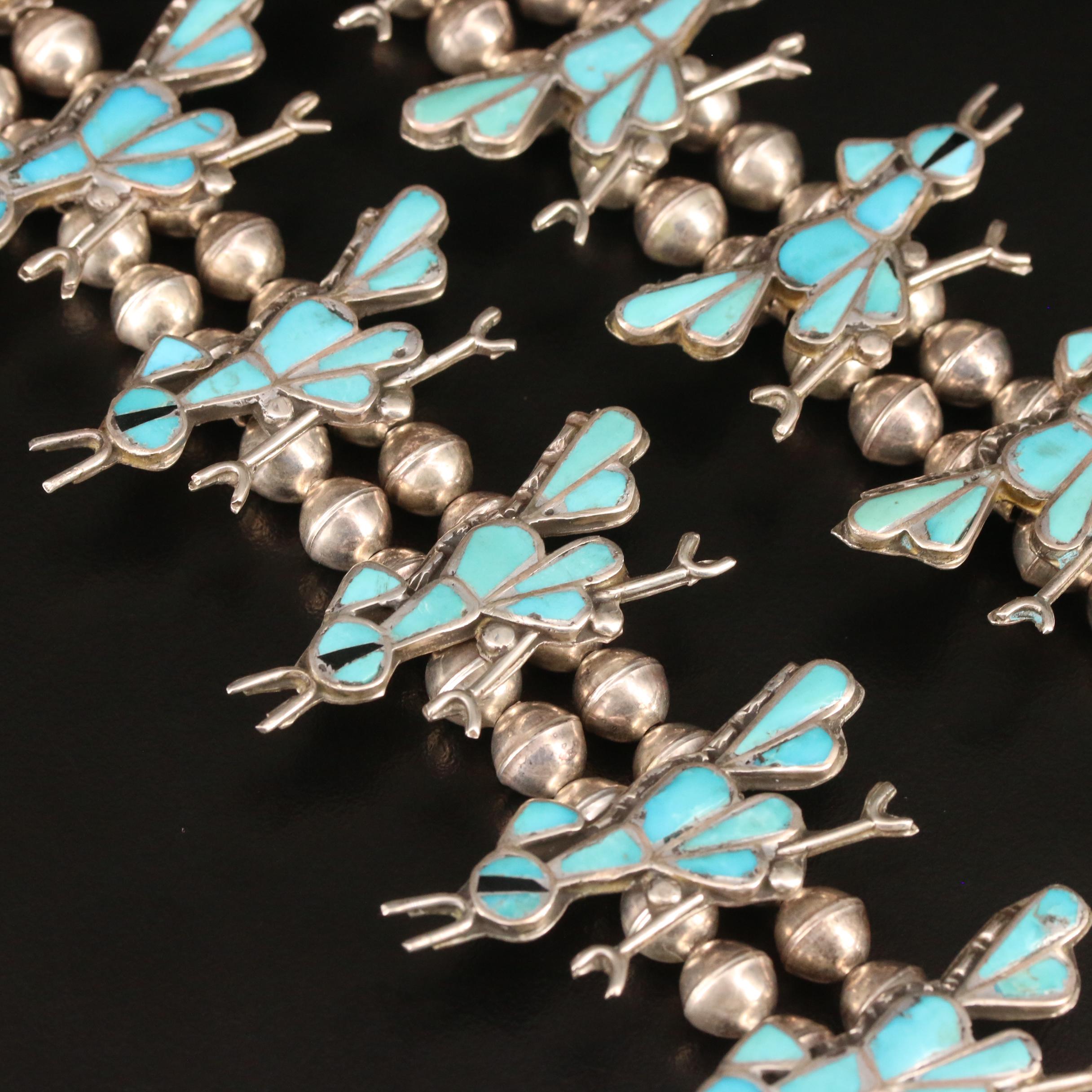 Sterling Silver Turquoise Inlay Road Runner Necklace