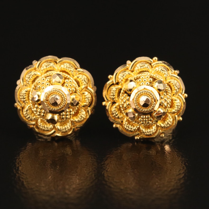 22K Stud Earrings with Rope Detail and Granulation