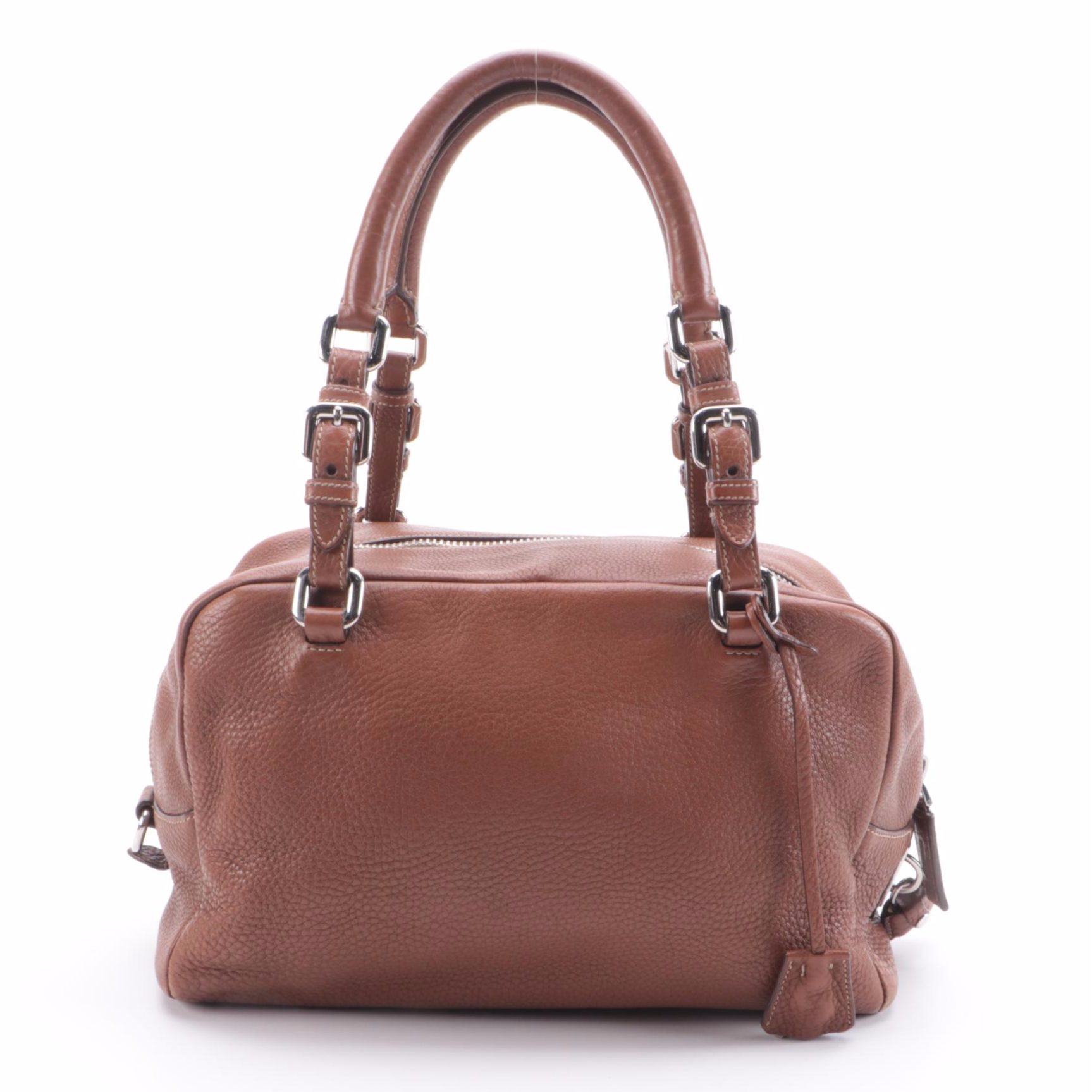 Prada Bauletto Bag BR3091 in Nocciolo Vitello Daino Print Leather