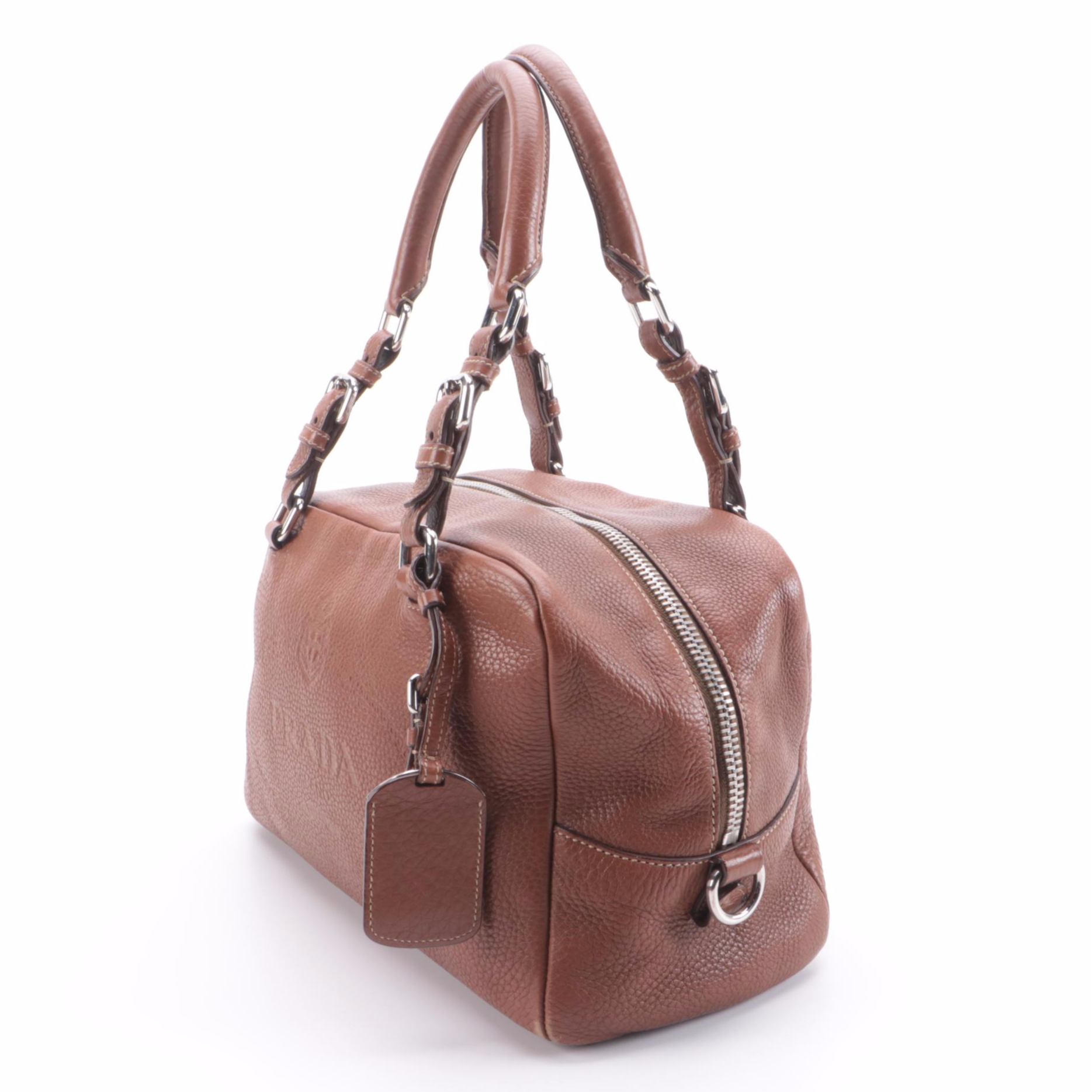 Prada Bauletto Bag BR3091 in Nocciolo Vitello Daino Print Leather