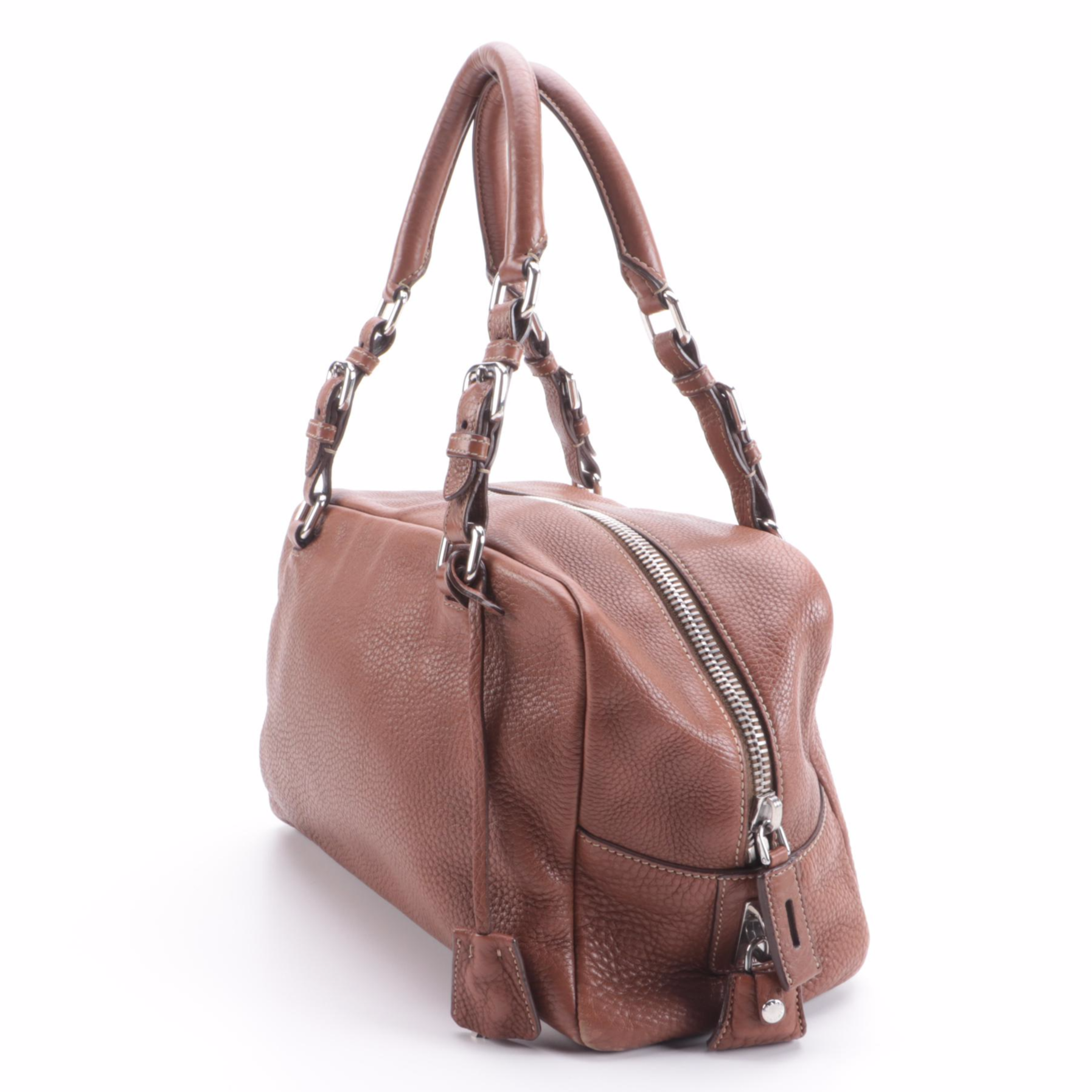 Prada Bauletto Bag BR3091 in Nocciolo Vitello Daino Print Leather