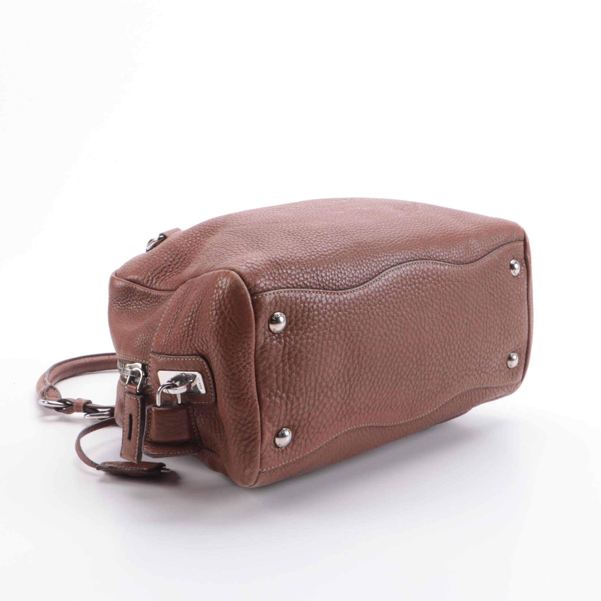 Prada Bauletto Bag BR3091 in Nocciolo Vitello Daino Print Leather