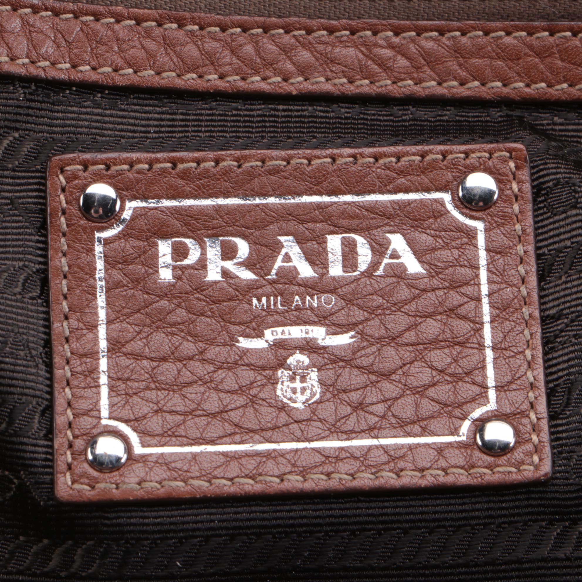 Prada Bauletto Bag BR3091 in Nocciolo Vitello Daino Print Leather