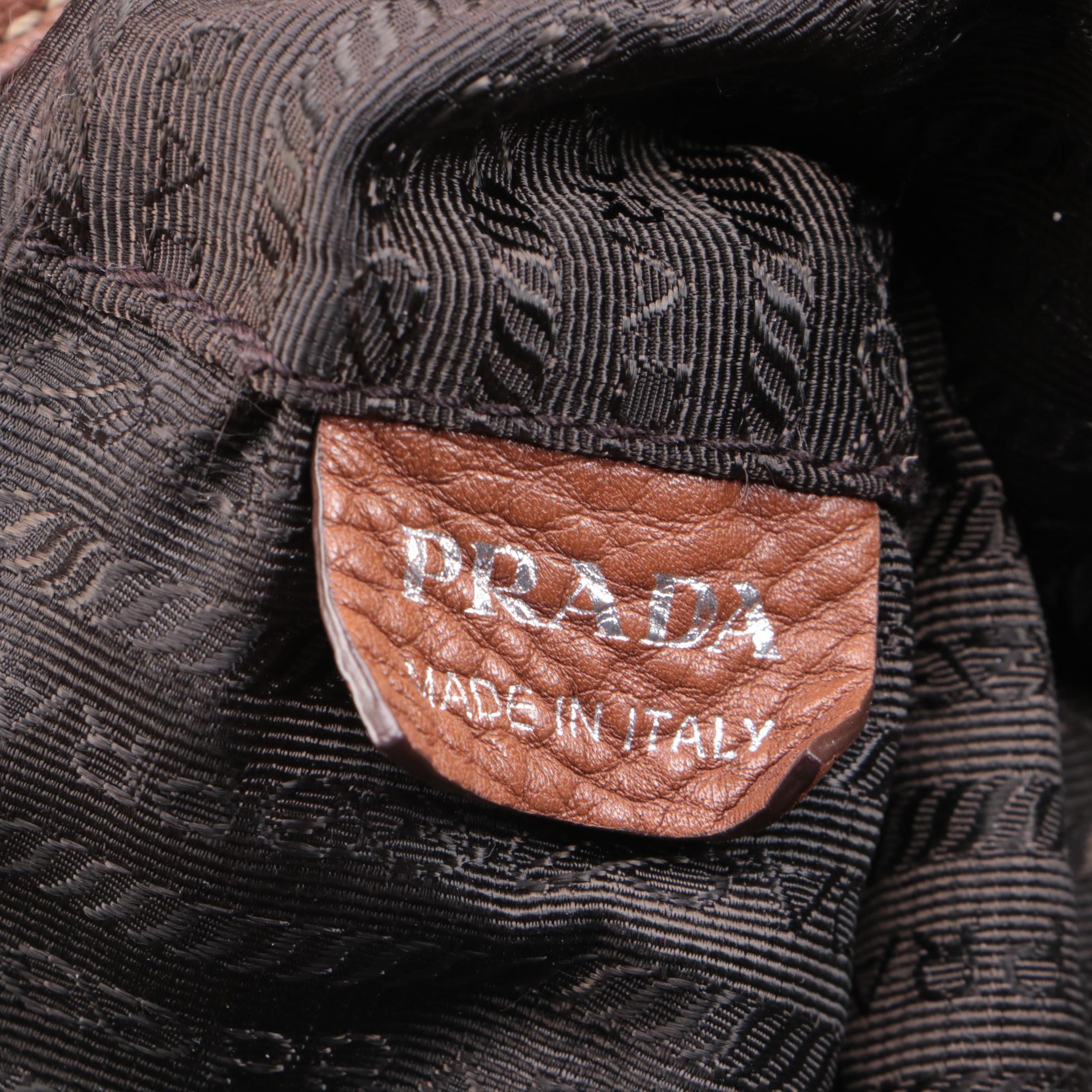 Prada Bauletto Bag BR3091 in Nocciolo Vitello Daino Print Leather