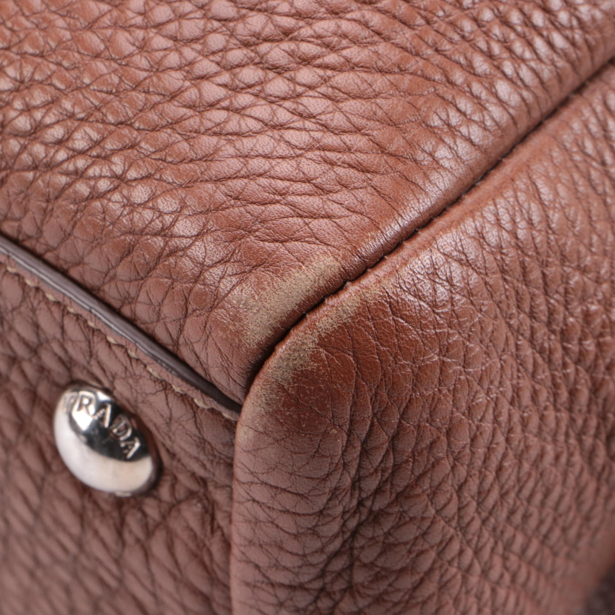 Prada Bauletto Bag BR3091 in Nocciolo Vitello Daino Print Leather