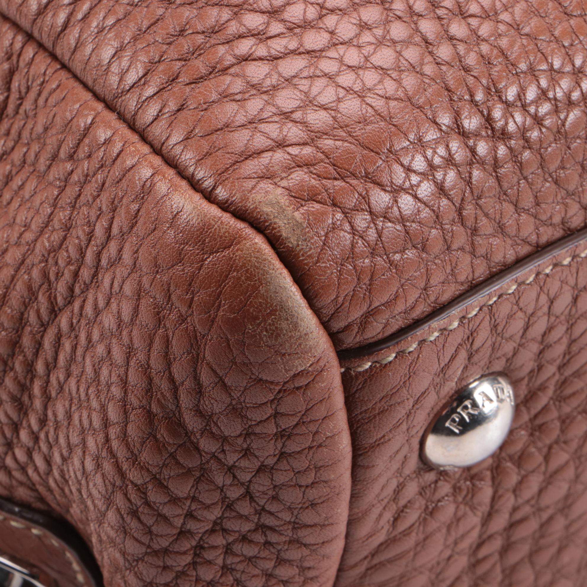 Prada Bauletto Bag BR3091 in Nocciolo Vitello Daino Print Leather