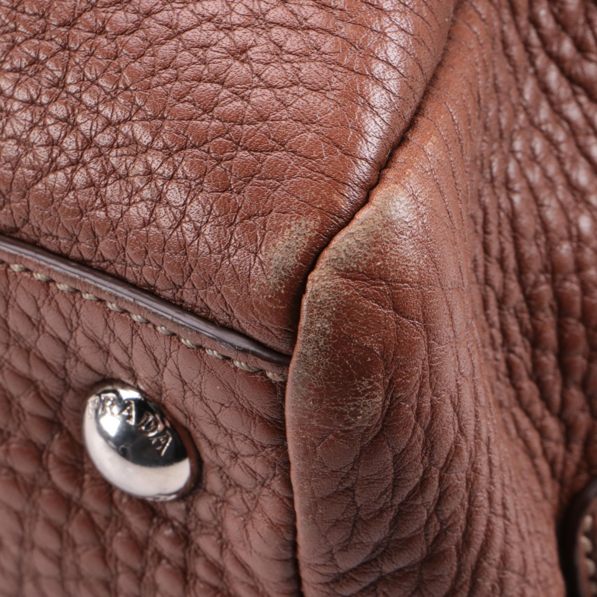 Prada Bauletto Bag BR3091 in Nocciolo Vitello Daino Print Leather