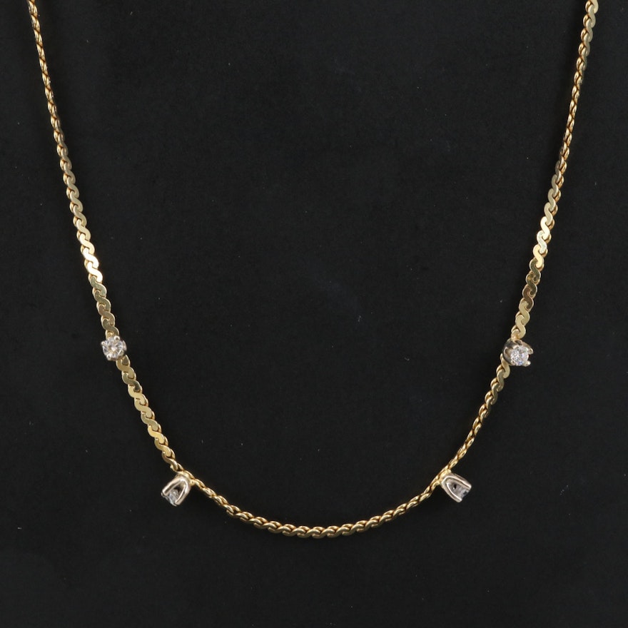 14K Diamond Station Necklace