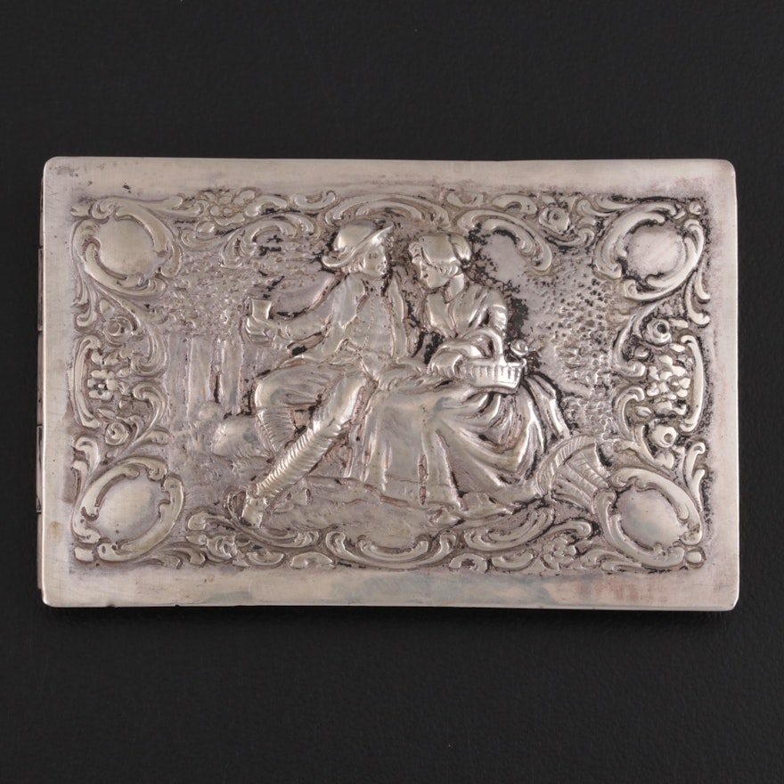 German Repoussé 800 Silver Snuff Box, Late 19th/Early 20th Century