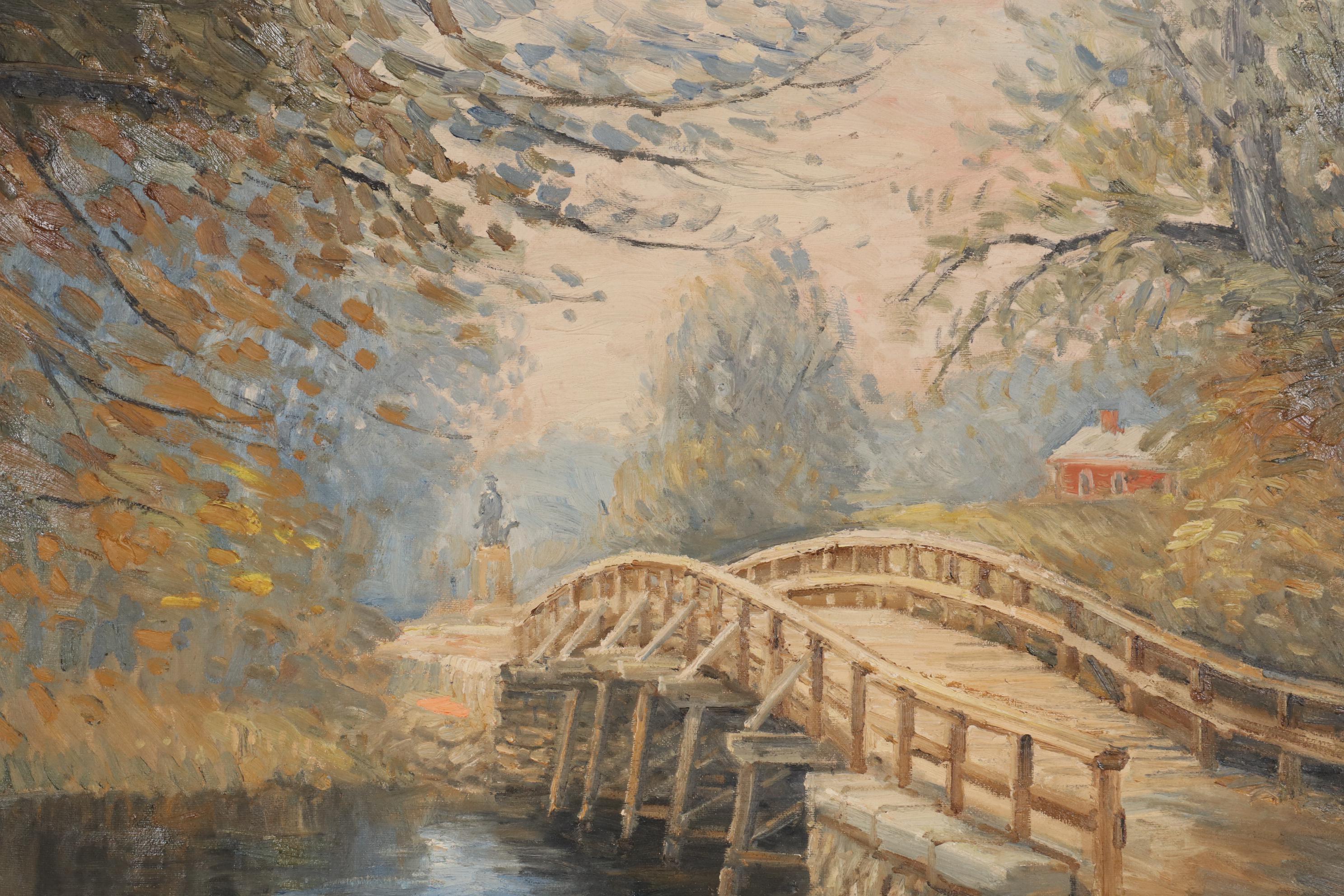 Richard Packer Oil Painting "Old North Bridge, Concord, Massachusetts," 1974