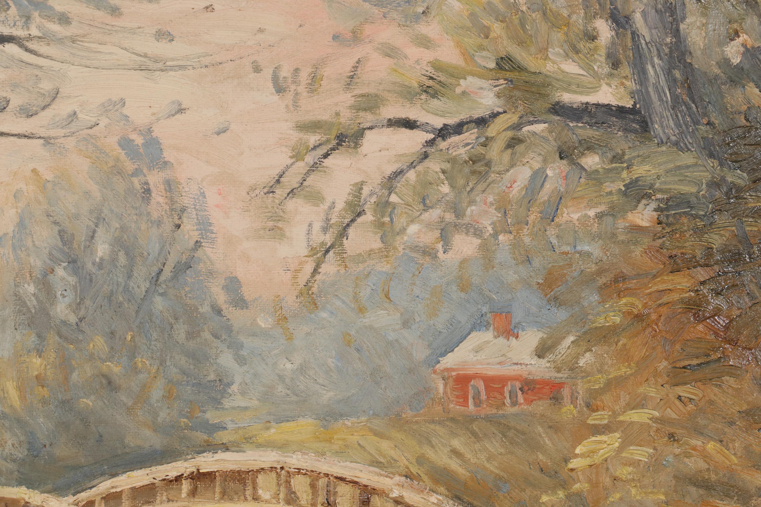 Richard Packer Oil Painting "Old North Bridge, Concord, Massachusetts," 1974