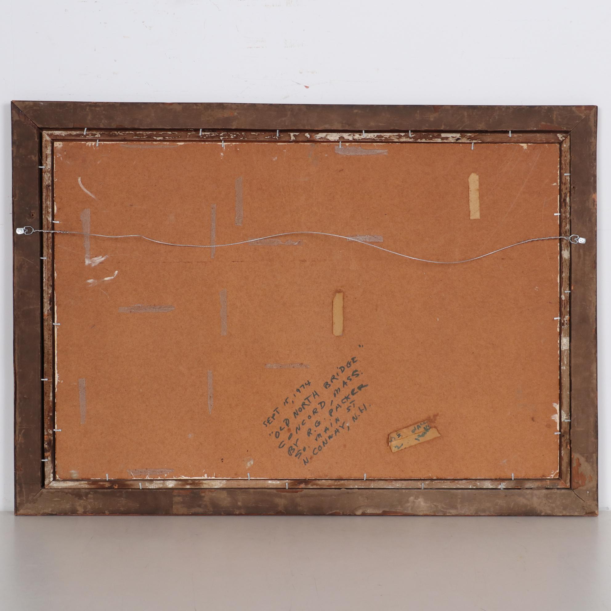 Richard Packer Oil Painting "Old North Bridge, Concord, Massachusetts," 1974