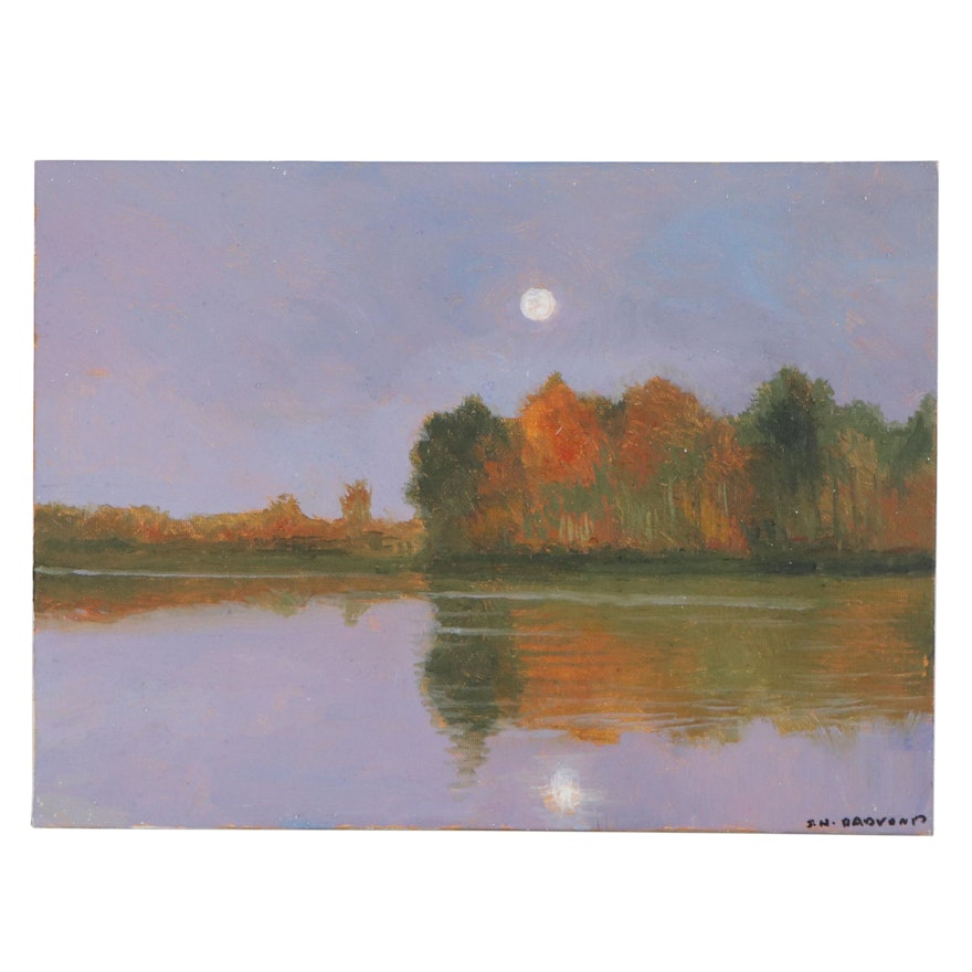 Sulmaz H. Radvand Moonlit Landscape Acrylic Painting