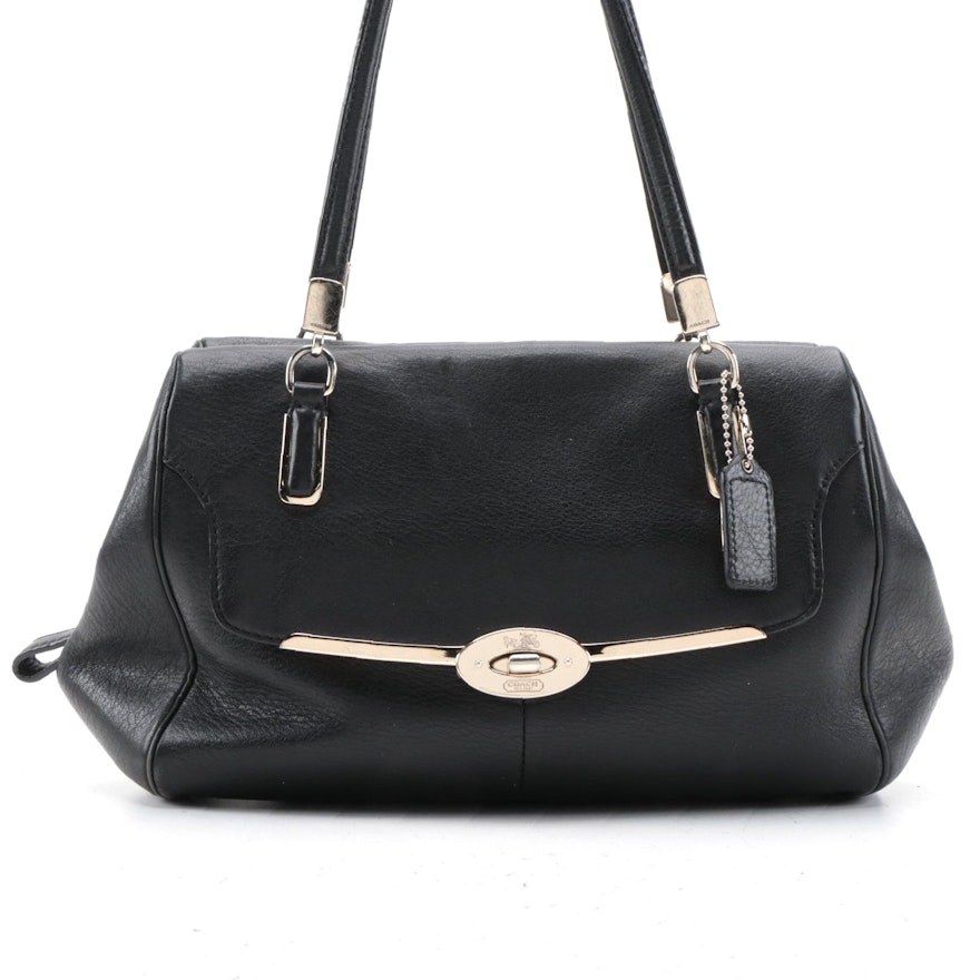 Coach Madeline Satchel in Black Grained Leather