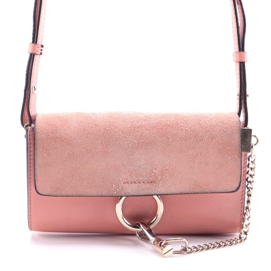 Chloé Small Faye Shoulder Bag in Rusty Pink Smooth and Suede Calfskin Leather