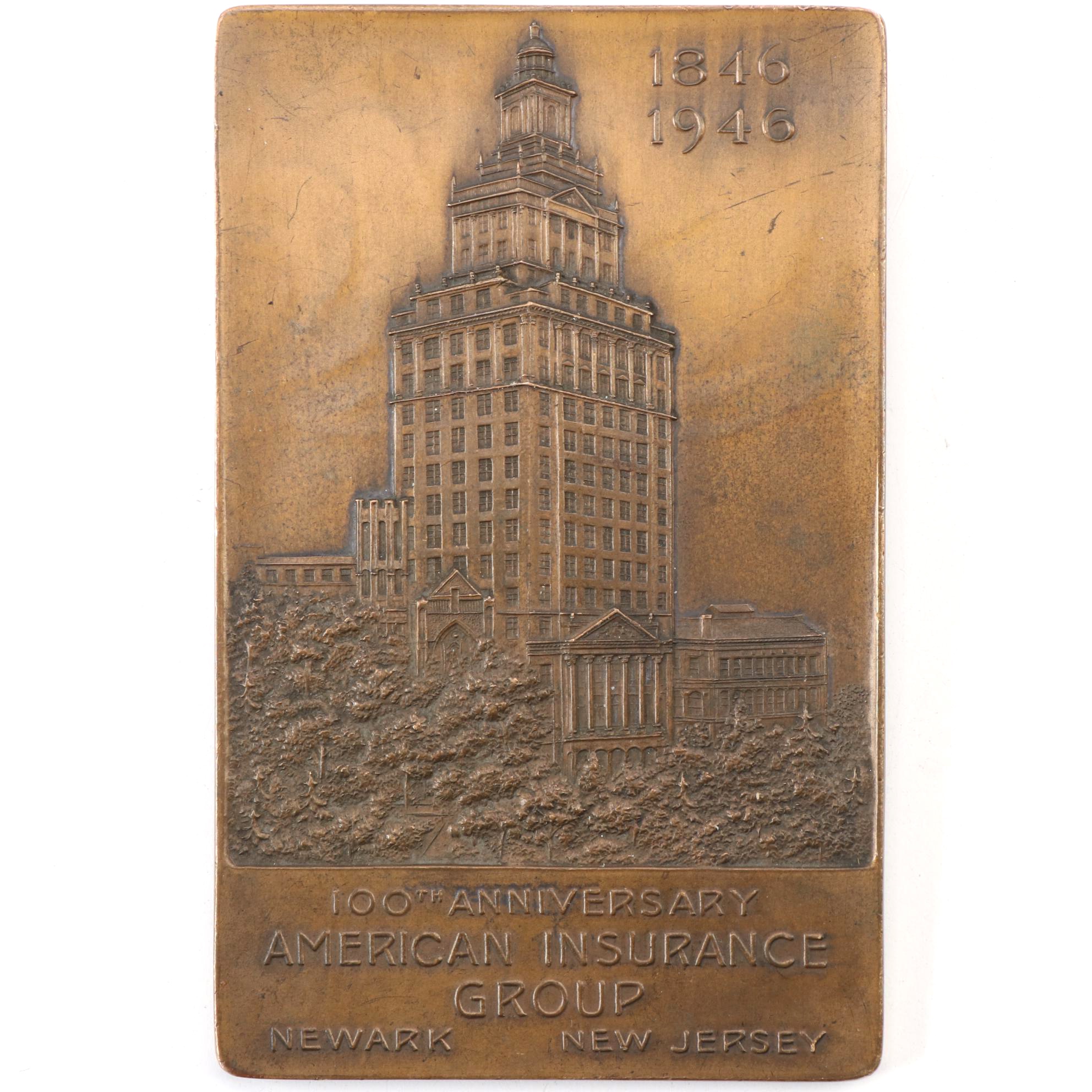 American Insurance "100th Anniversary" Bronze Paperweight