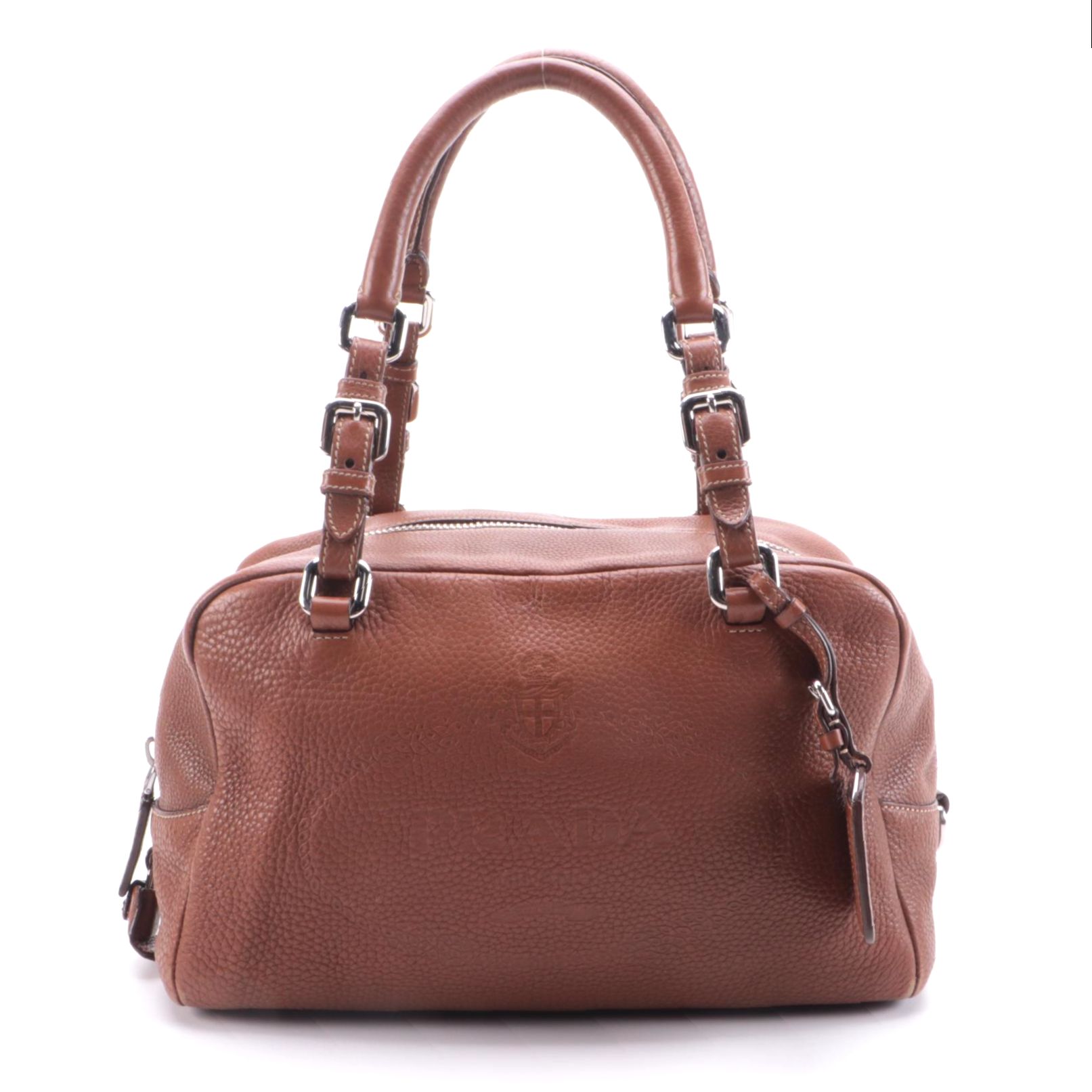 Prada Bauletto Bag BR3091 in Nocciolo Vitello Daino Print Leather