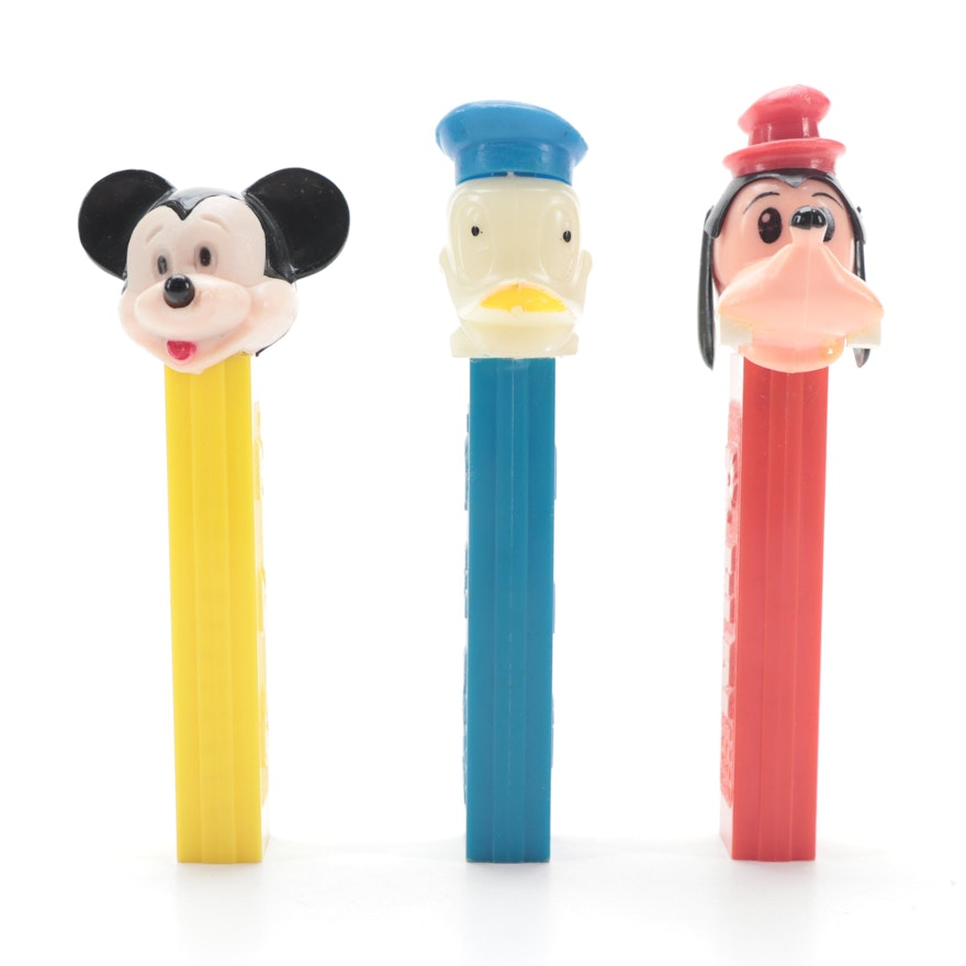 PEZ "Mickey Mouse", "Donald Duck" and "Goofy" Candy Dispensers with No Feet