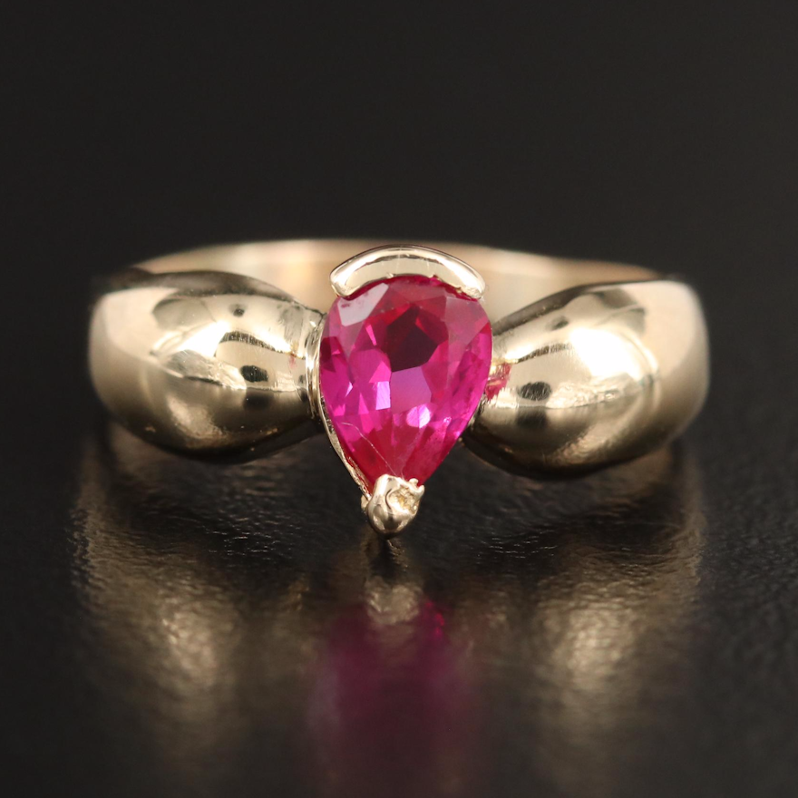 14K Pear Faceted Ruby Ring