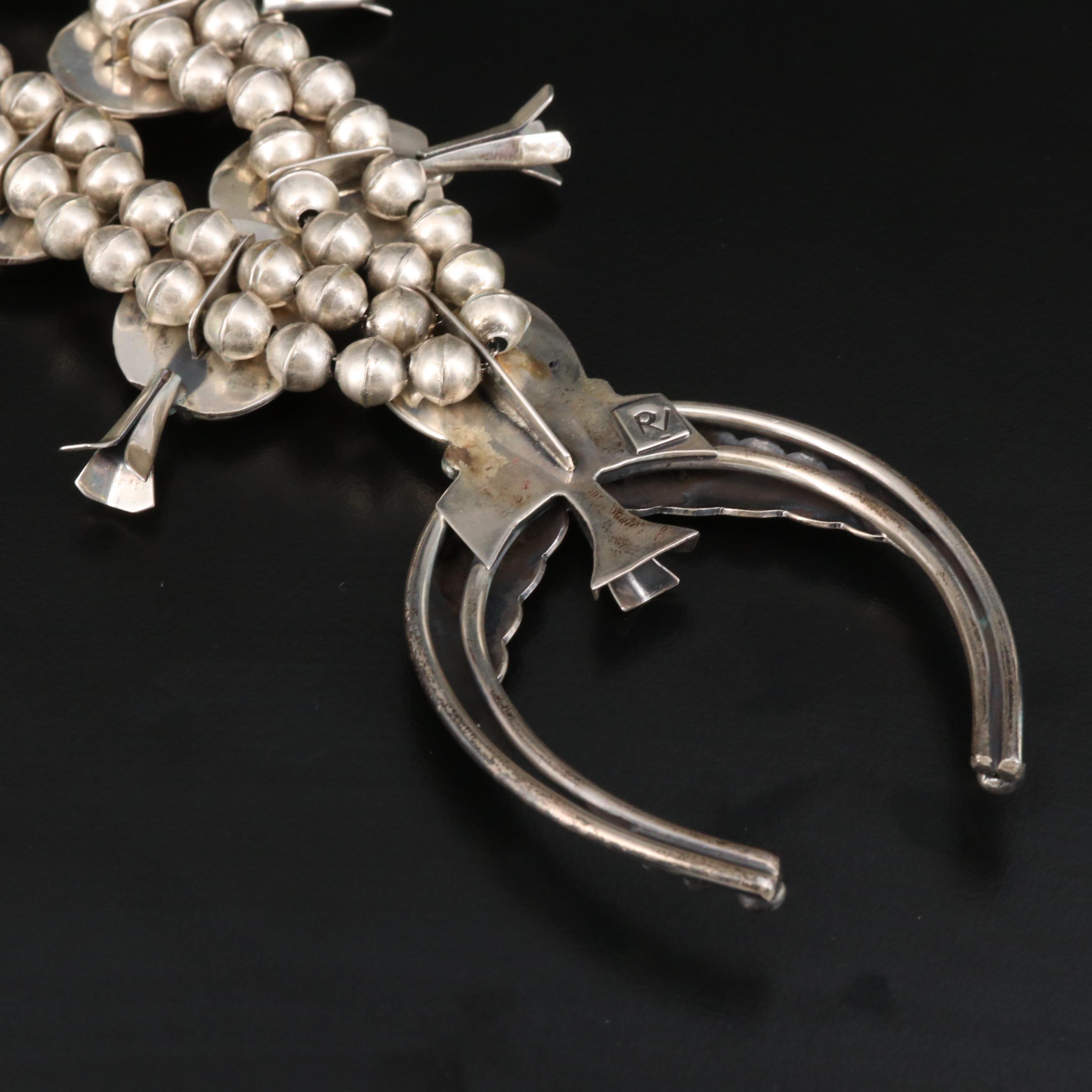 Roy Vandever Navajo Diné Mother of Pearl Squash Blossom Necklace with Naja