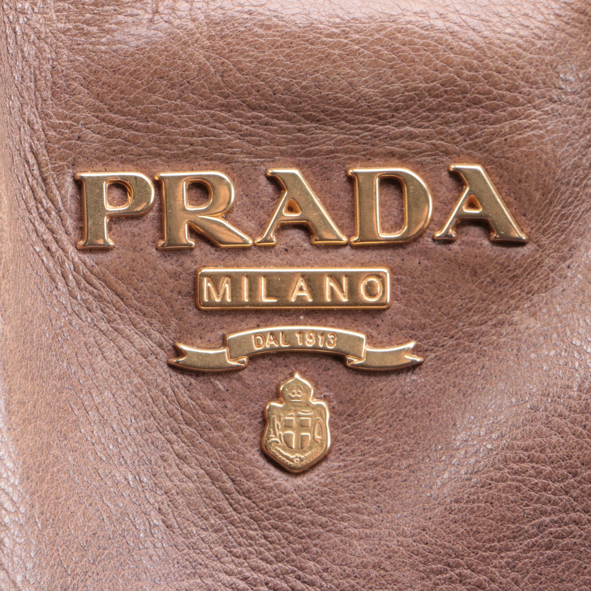 Prada Glacé Zipper Bauletto Bag BL0471 in Ardesia/Fumo Ombré Leather