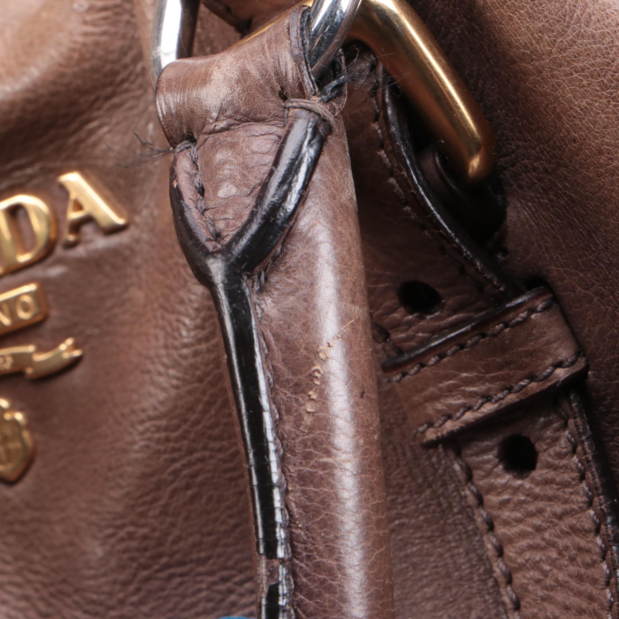 Prada Glacé Zipper Bauletto Bag BL0471 in Ardesia/Fumo Ombré Leather