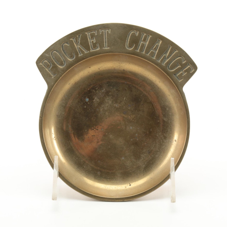 "Pocket Change" Brass Coin Dish, Mid to Late 20th Century