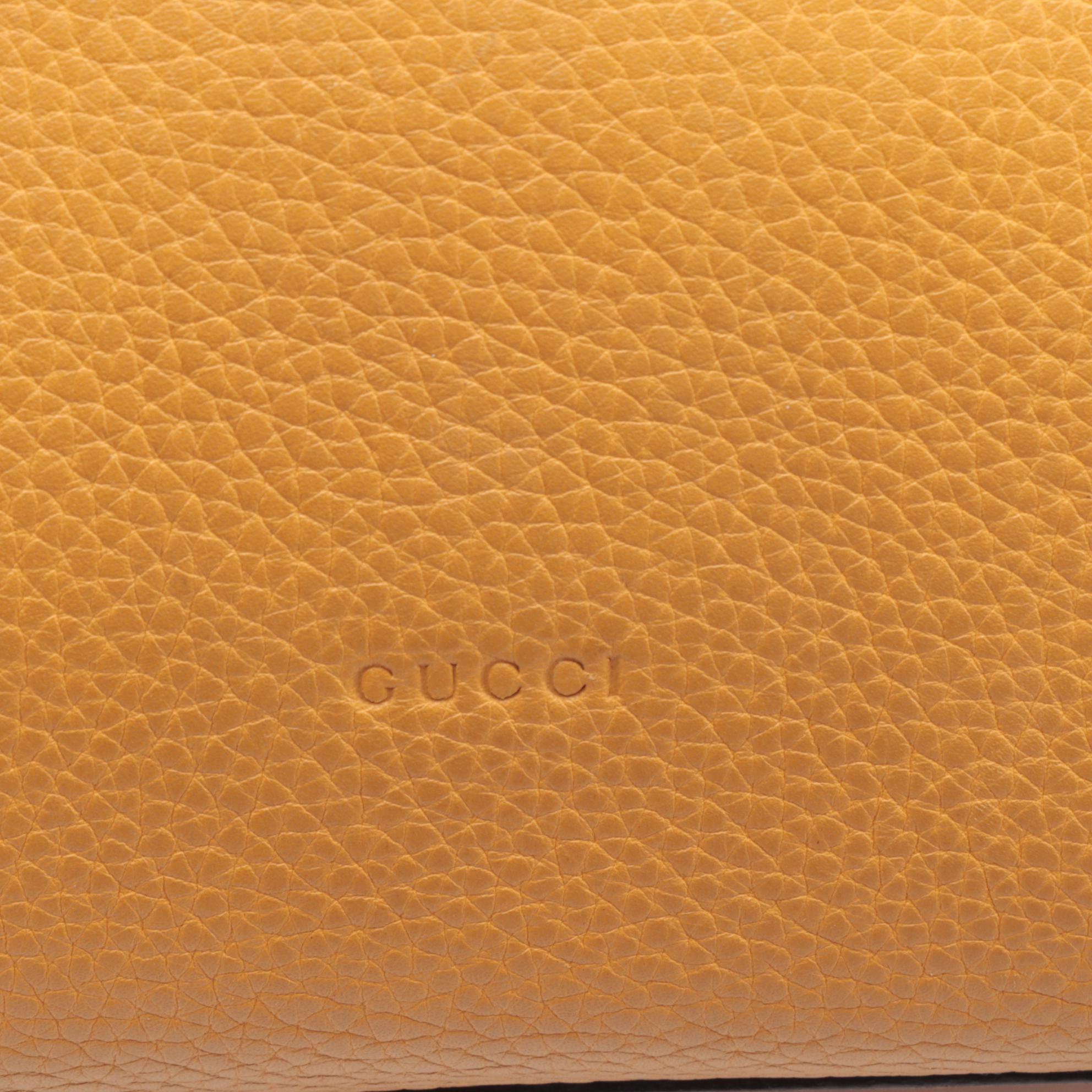 Gucci Bamboo Daily Two-Way Bag in Orange Pebbled Leather