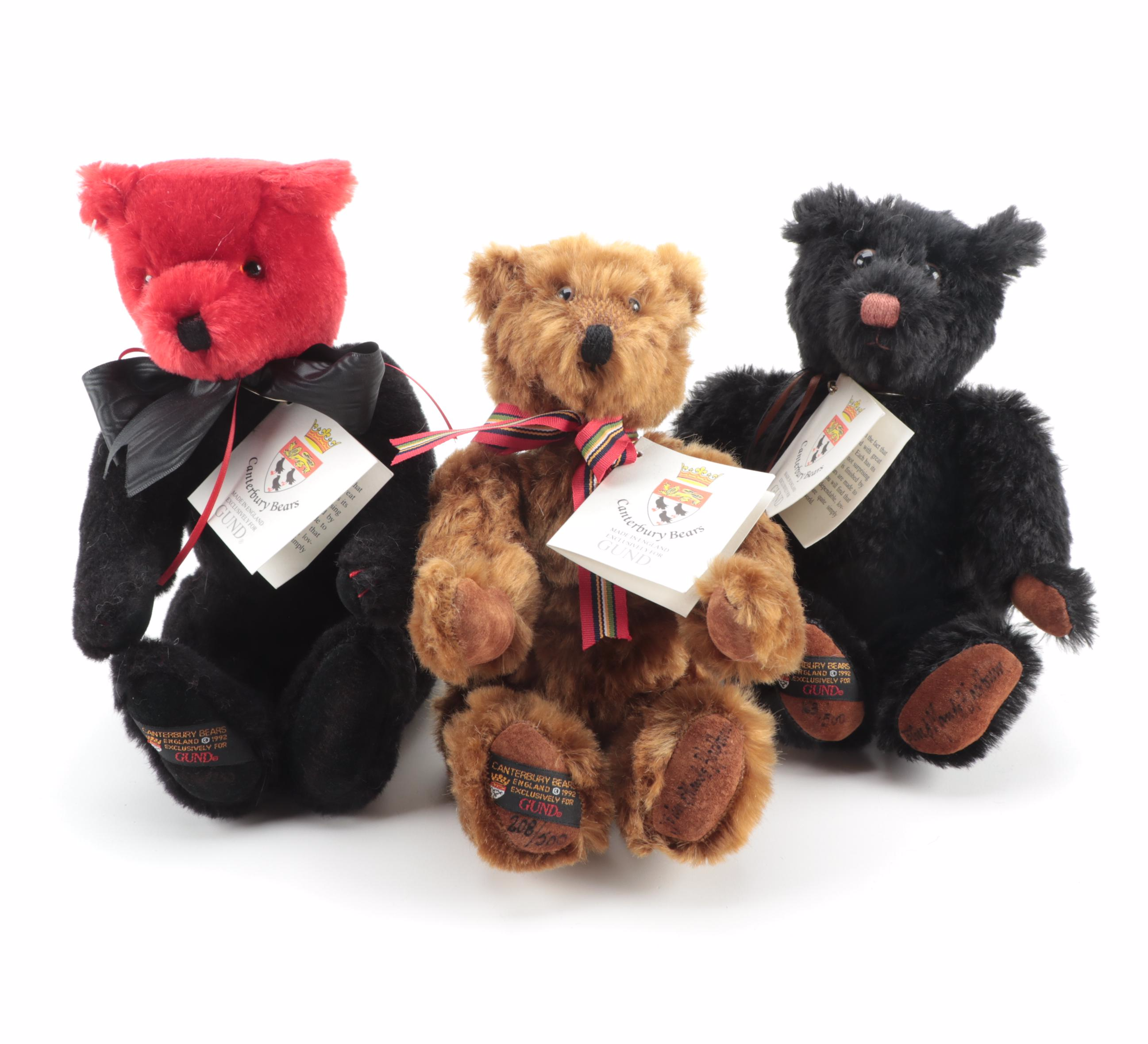 GUND Limited Edition Canterbury Stuffed Bears with Original Packaging, 1992
