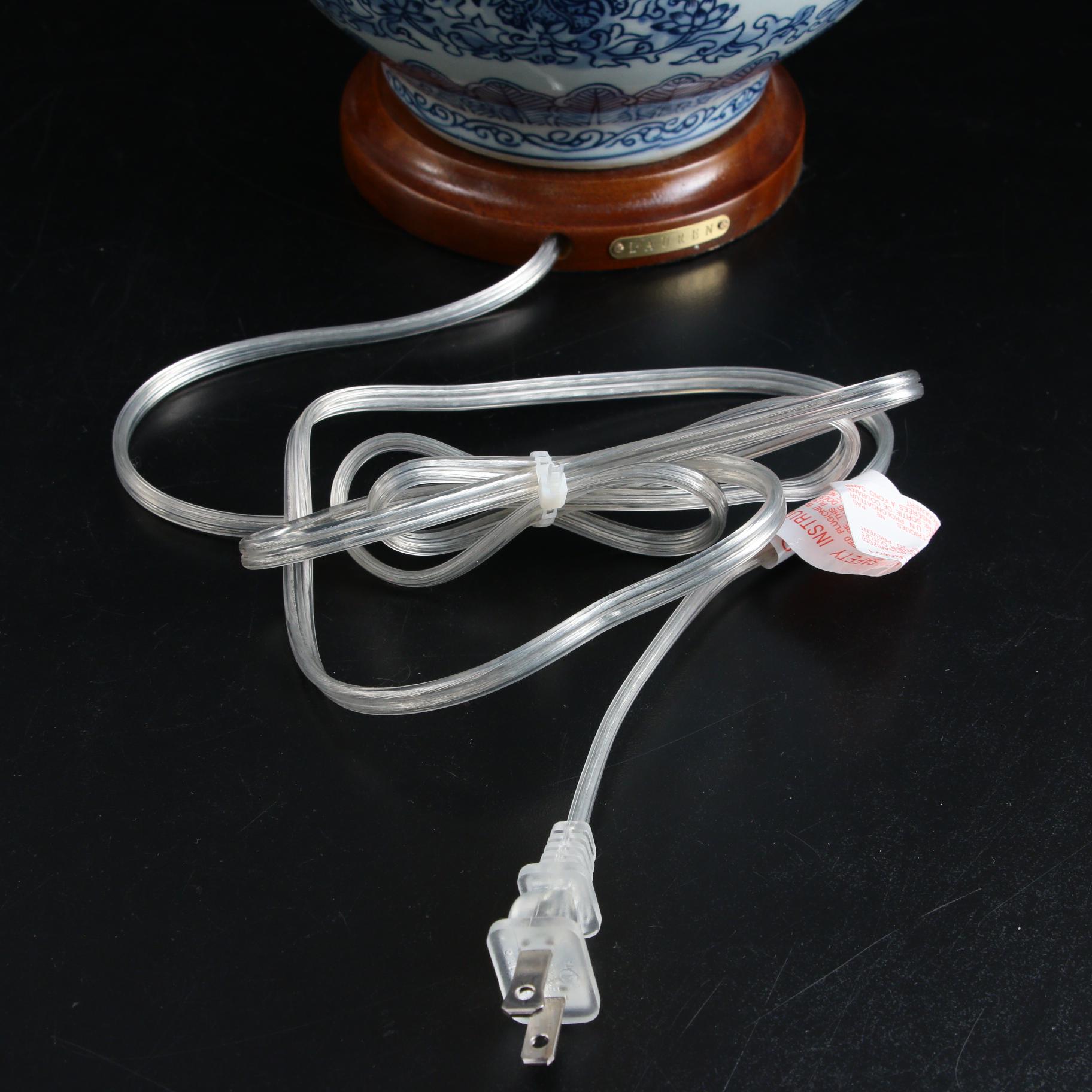 Pair of Ralph Lauren Blue and White Double Gourd Ceramic Table Lamps