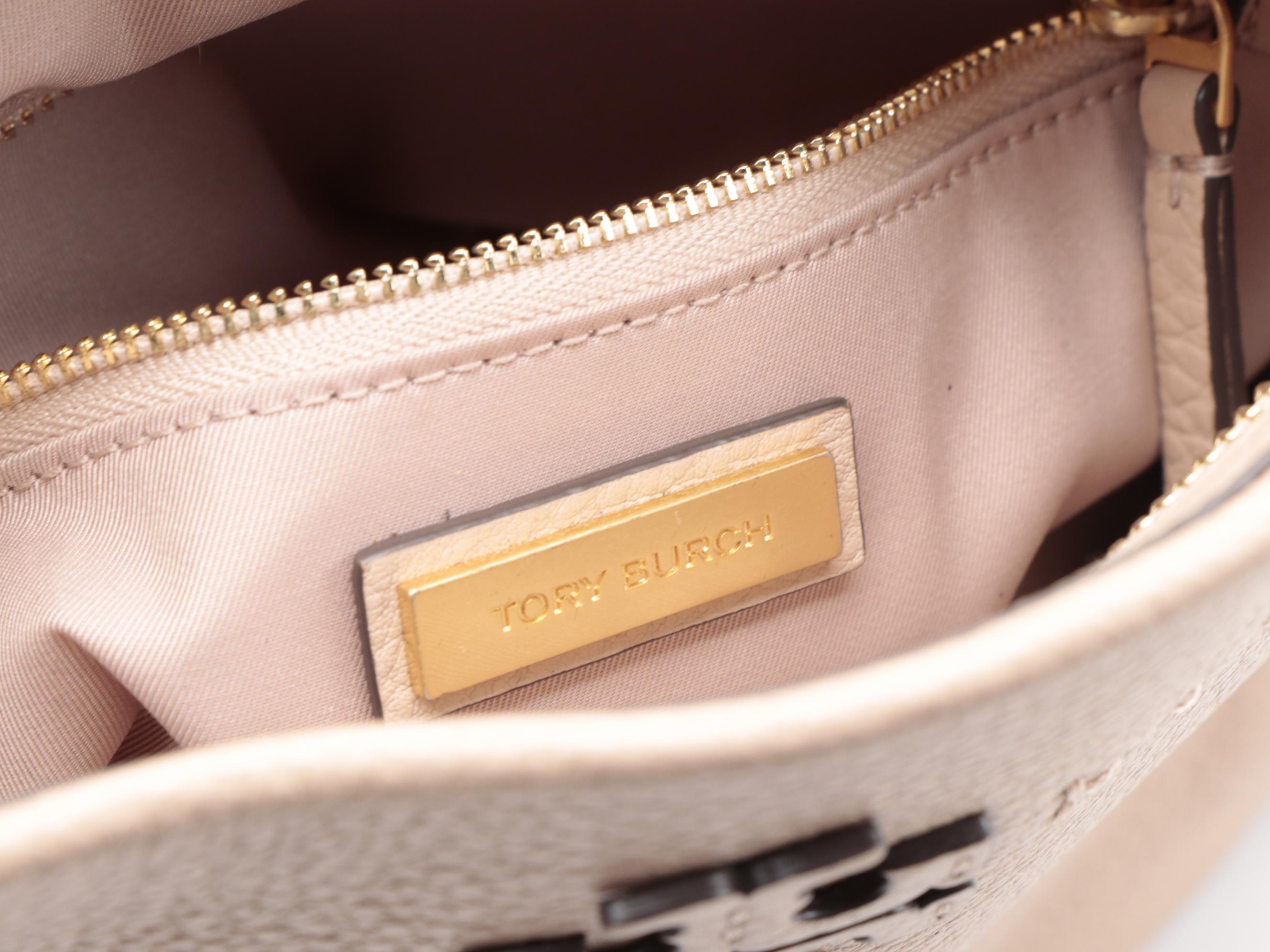 Tory Burch McGraw Swingpack Tassel Crossbody Bag in Taupe Pebble Grain Leather