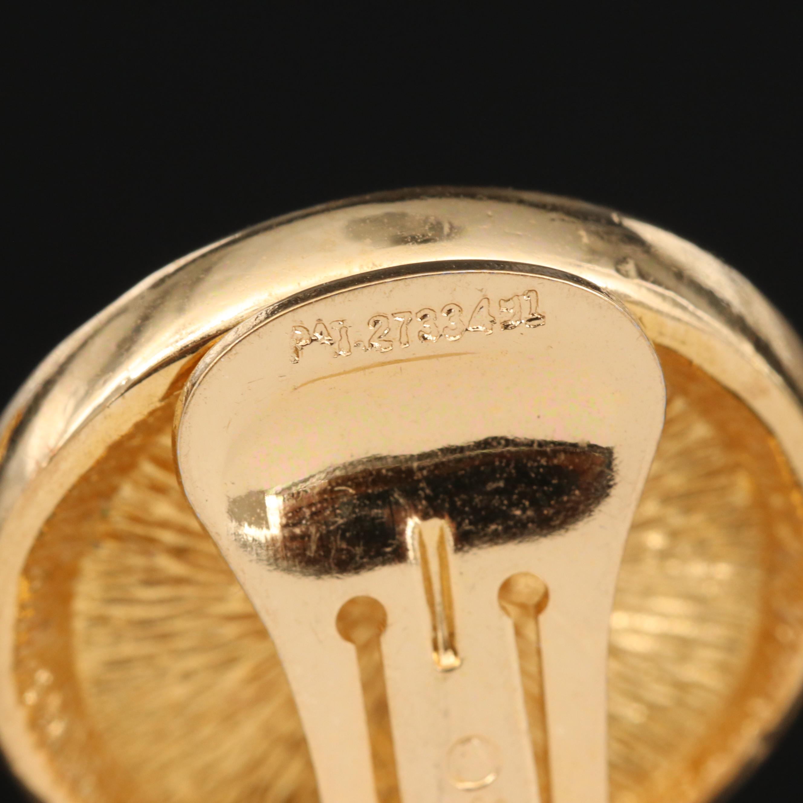 Christian Dior Imitation Onyx and Glass Button Earrings