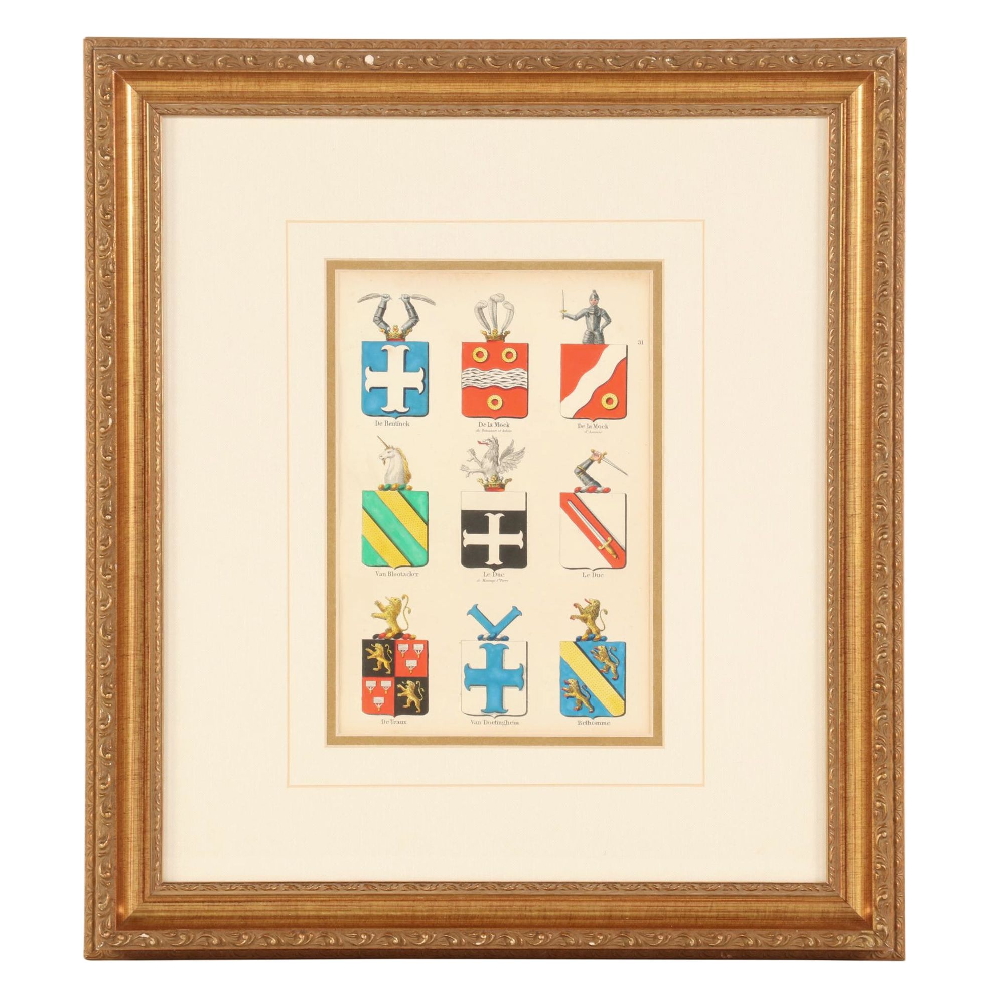 J.A.M. Jobard Color Lithograph of Coats of Arms from The Netherlands, 1825