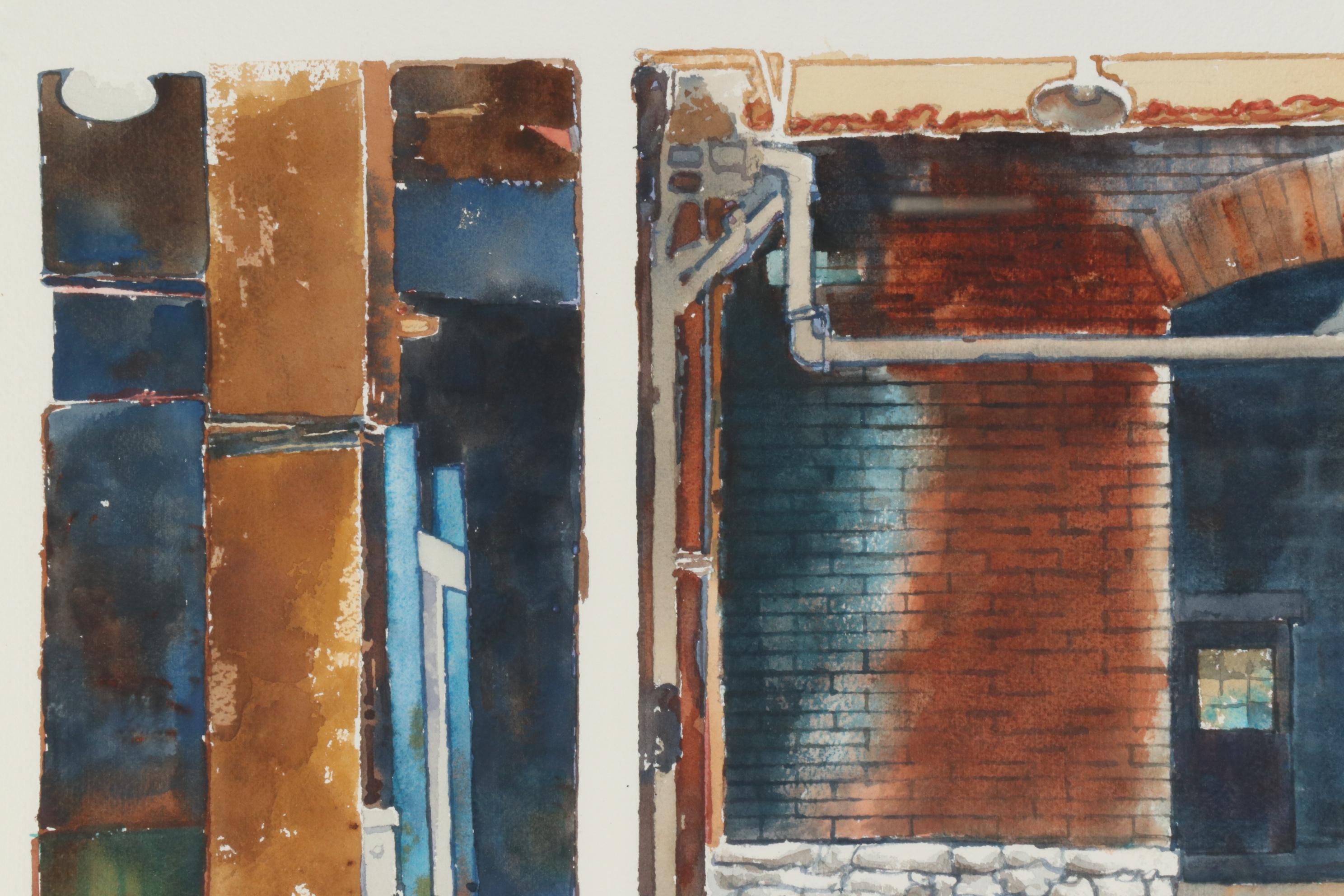 Amos G. Gott Watercolor Painting "Lost Baggage Cart," Late 20th Century