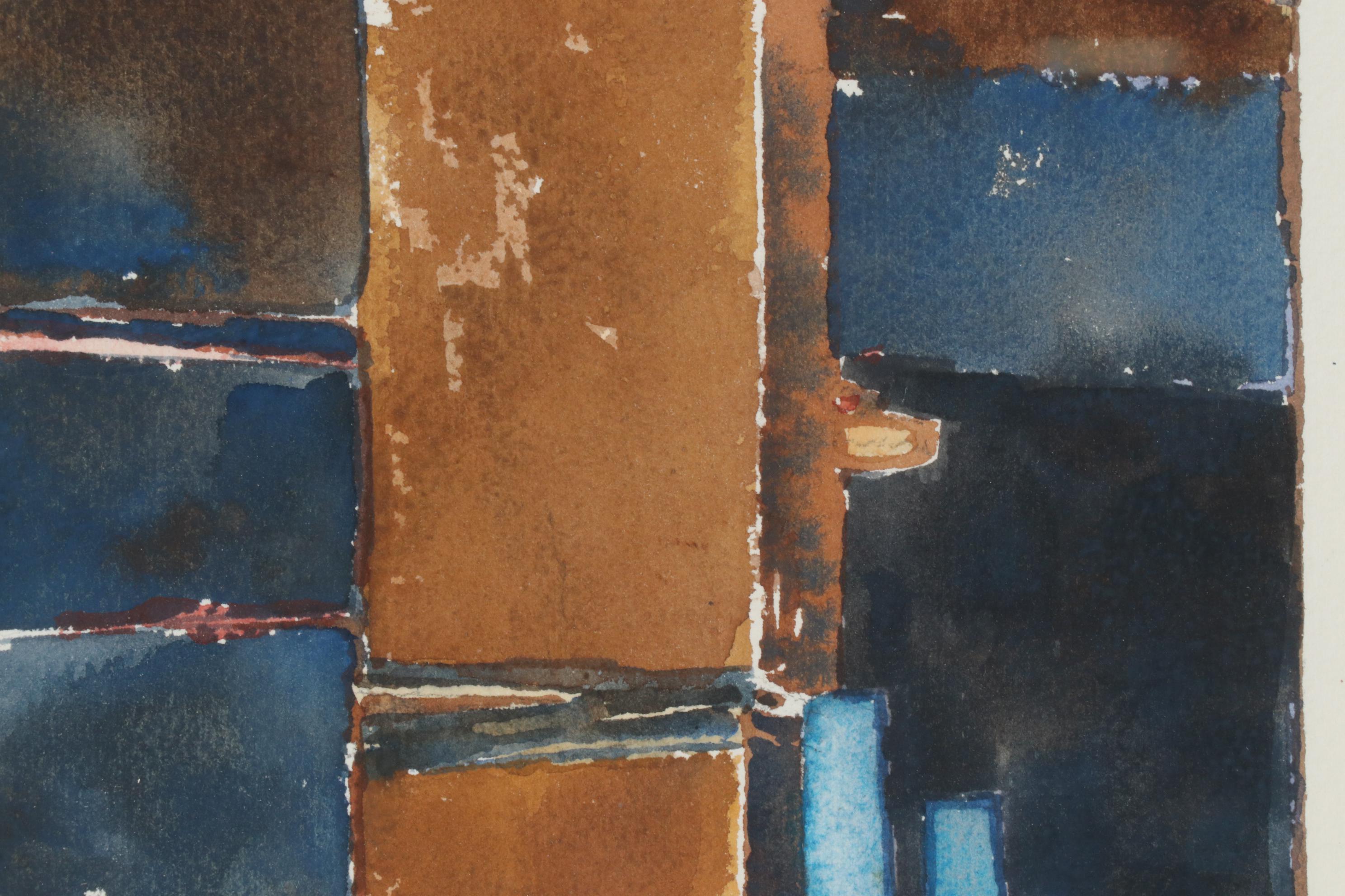 Amos G. Gott Watercolor Painting "Lost Baggage Cart," Late 20th Century