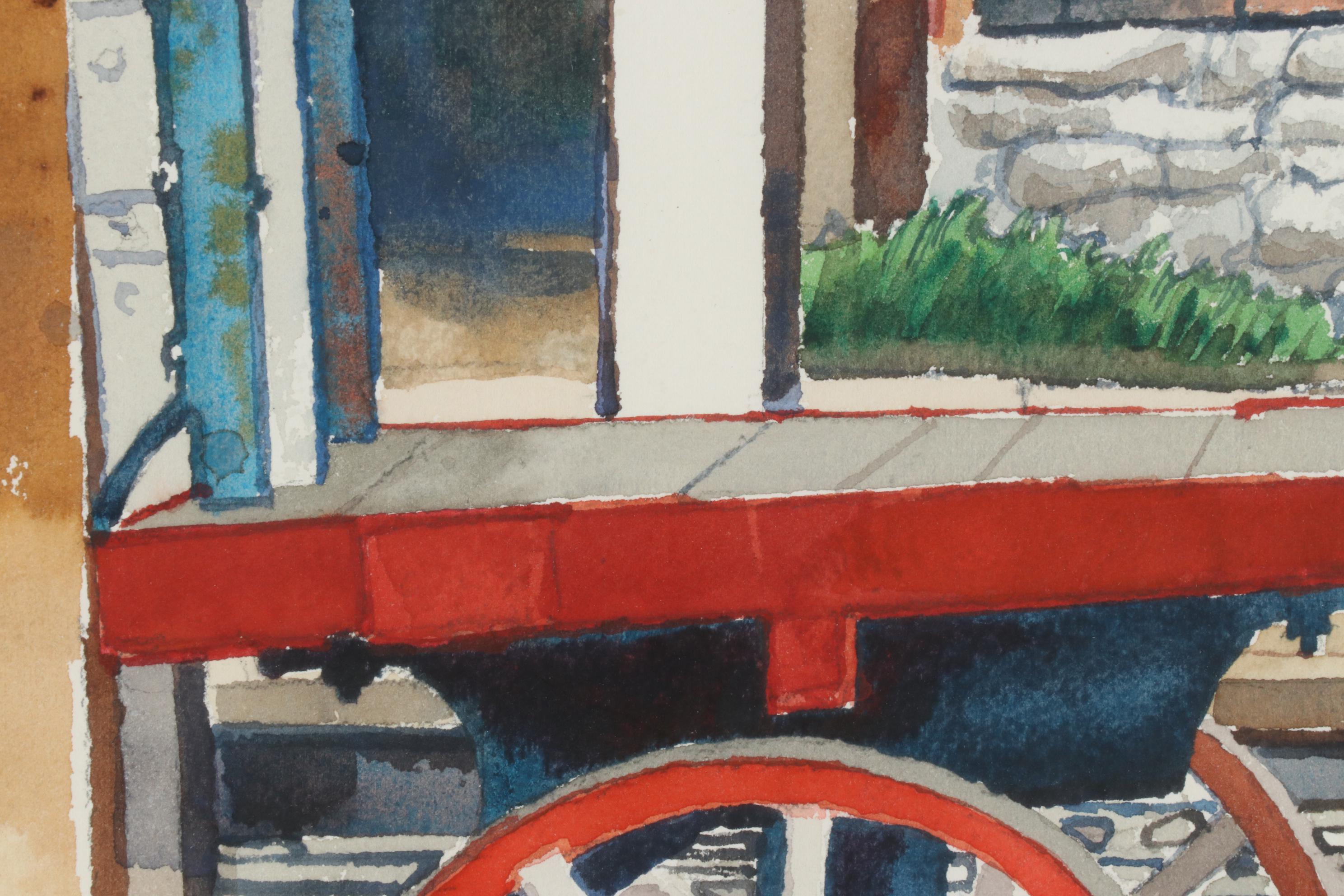 Amos G. Gott Watercolor Painting "Lost Baggage Cart," Late 20th Century