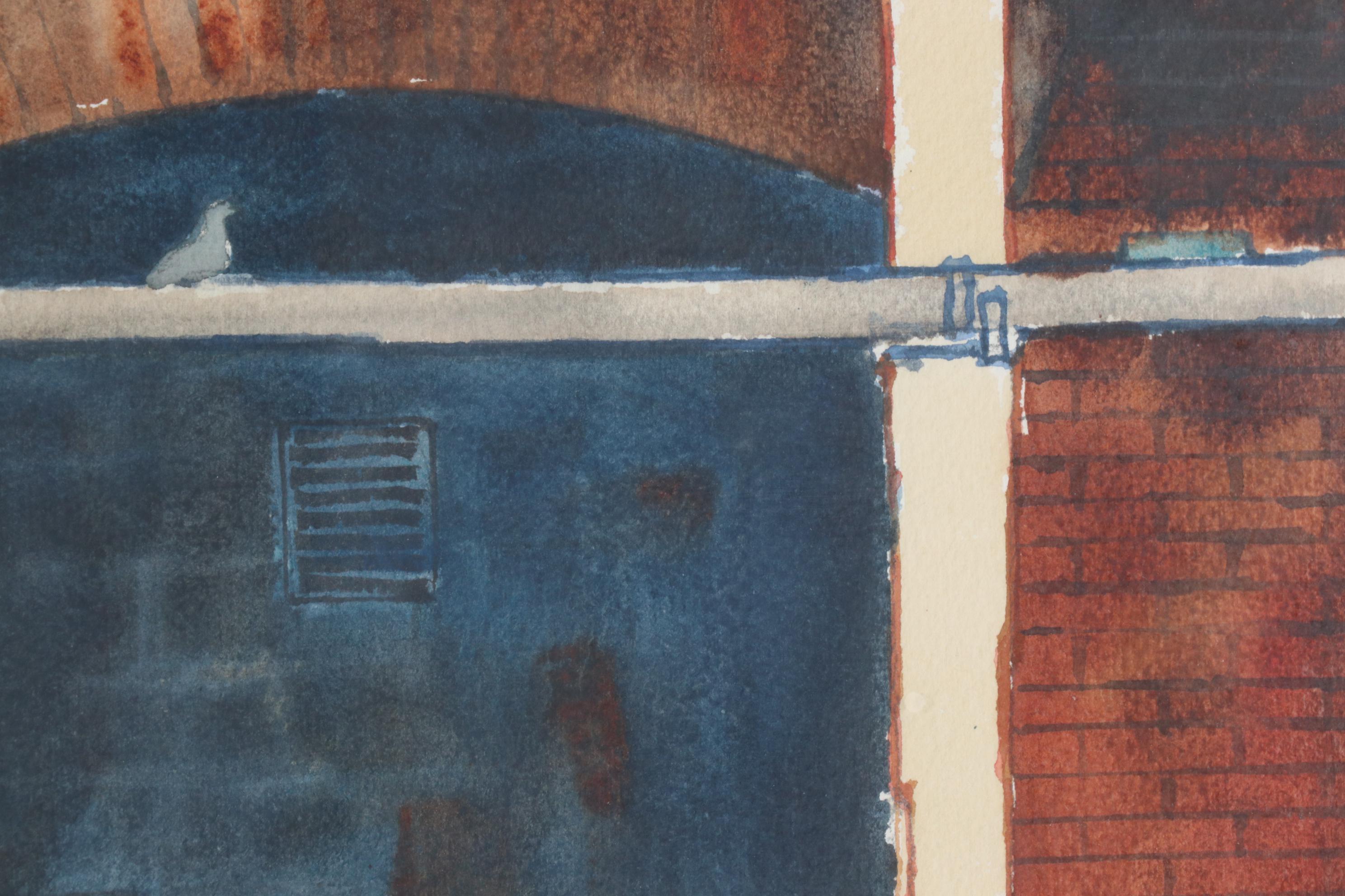 Amos G. Gott Watercolor Painting "Lost Baggage Cart," Late 20th Century