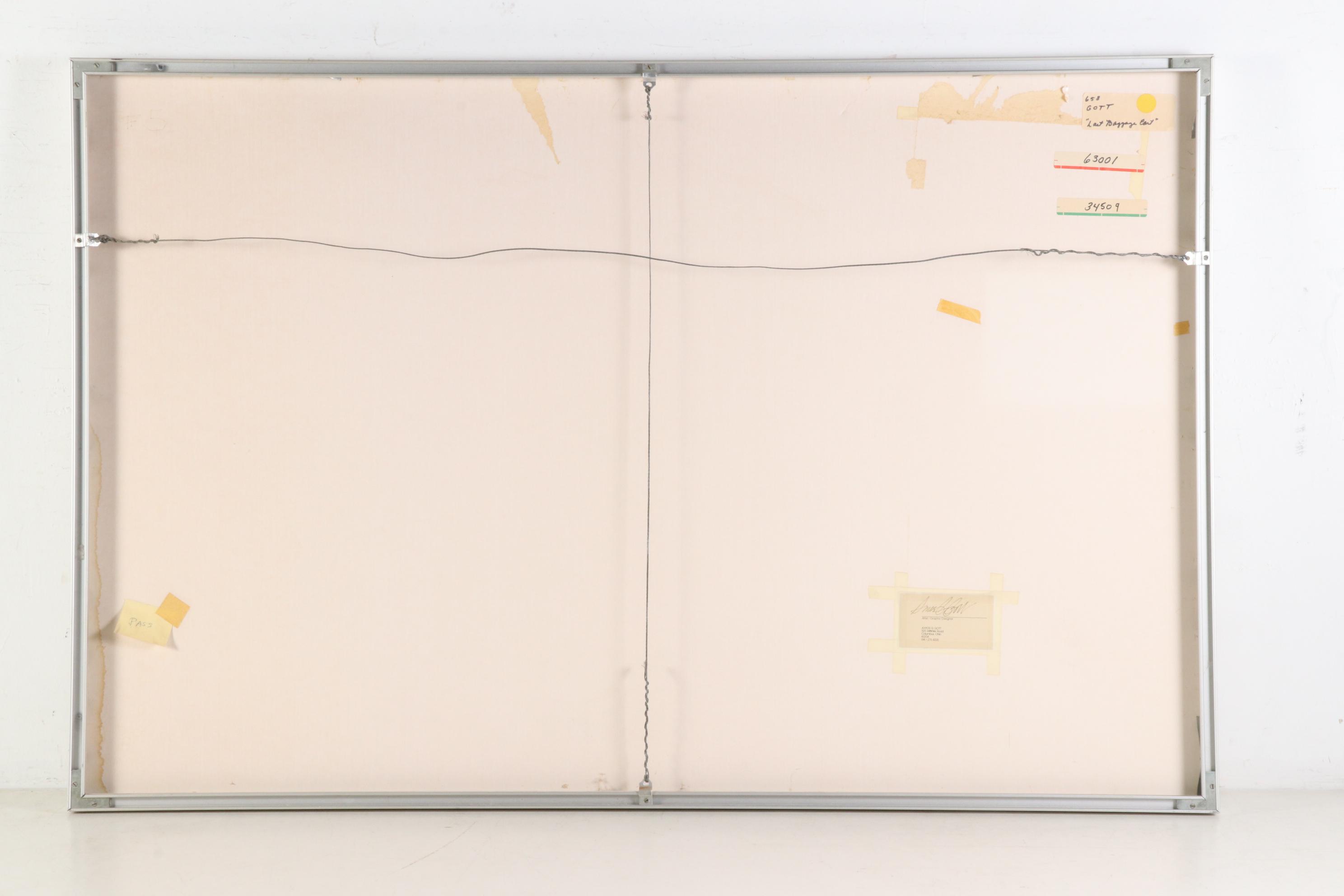 Amos G. Gott Watercolor Painting "Lost Baggage Cart," Late 20th Century